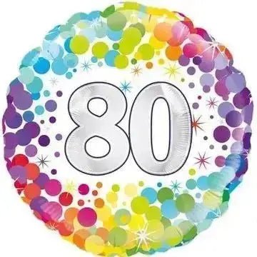 Rainbow Confetti, Age 80 Balloon