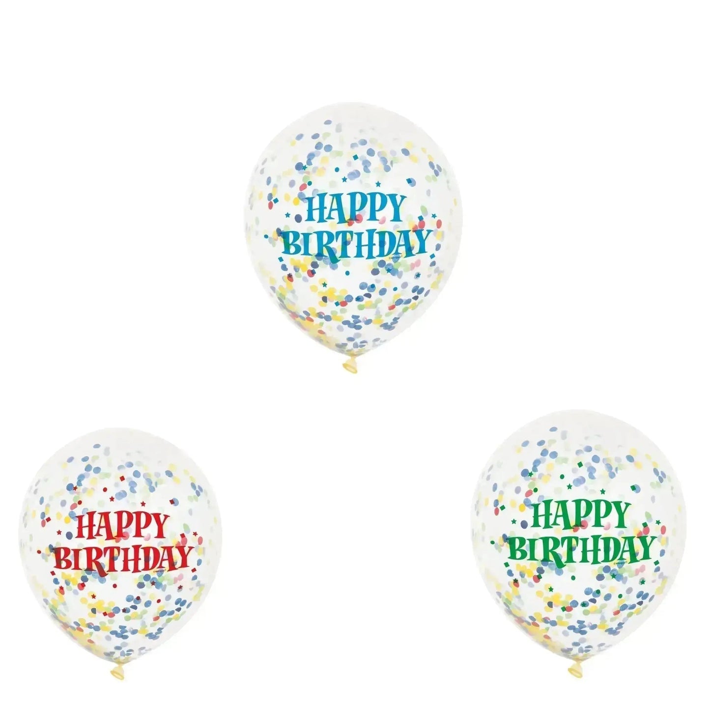 Rainbow Confetti "Happy Birthday" Latex Multipack, 6ct | The Party Hut