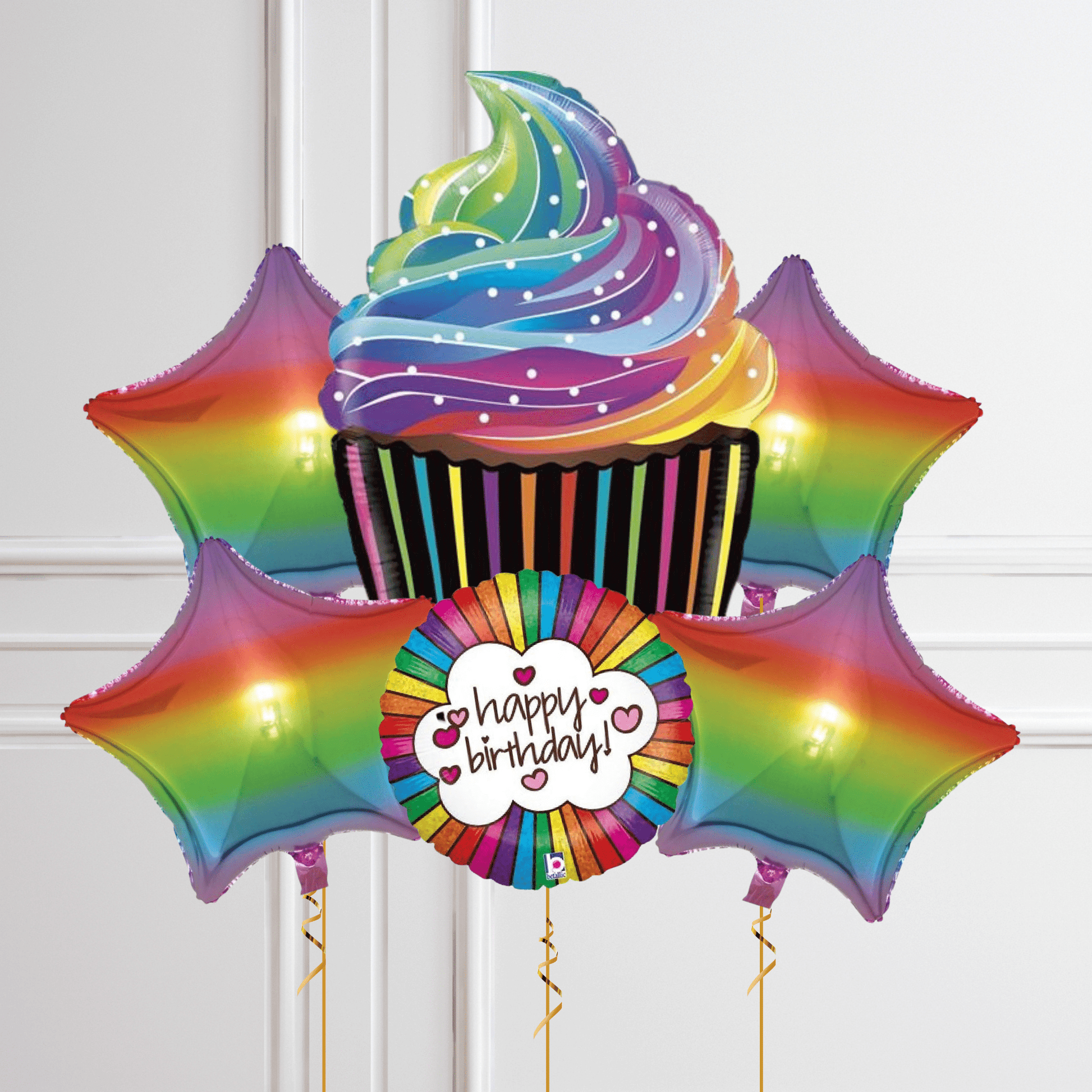 Rainbow Cupcake Foil Balloon Package