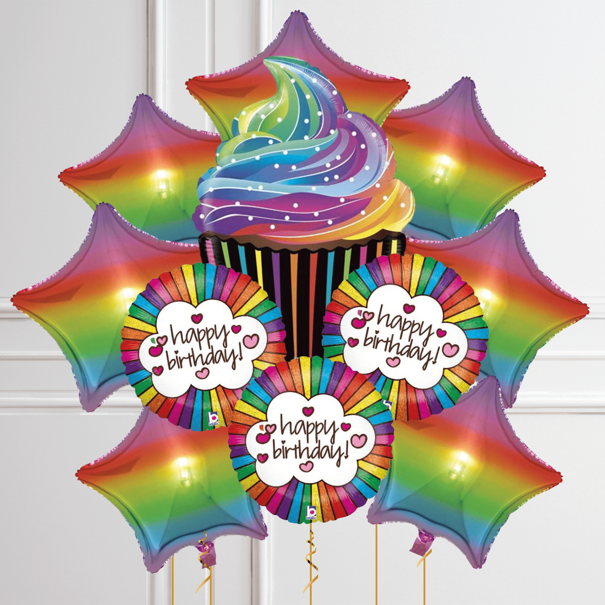 Rainbow Cupcake Foil Balloon Package