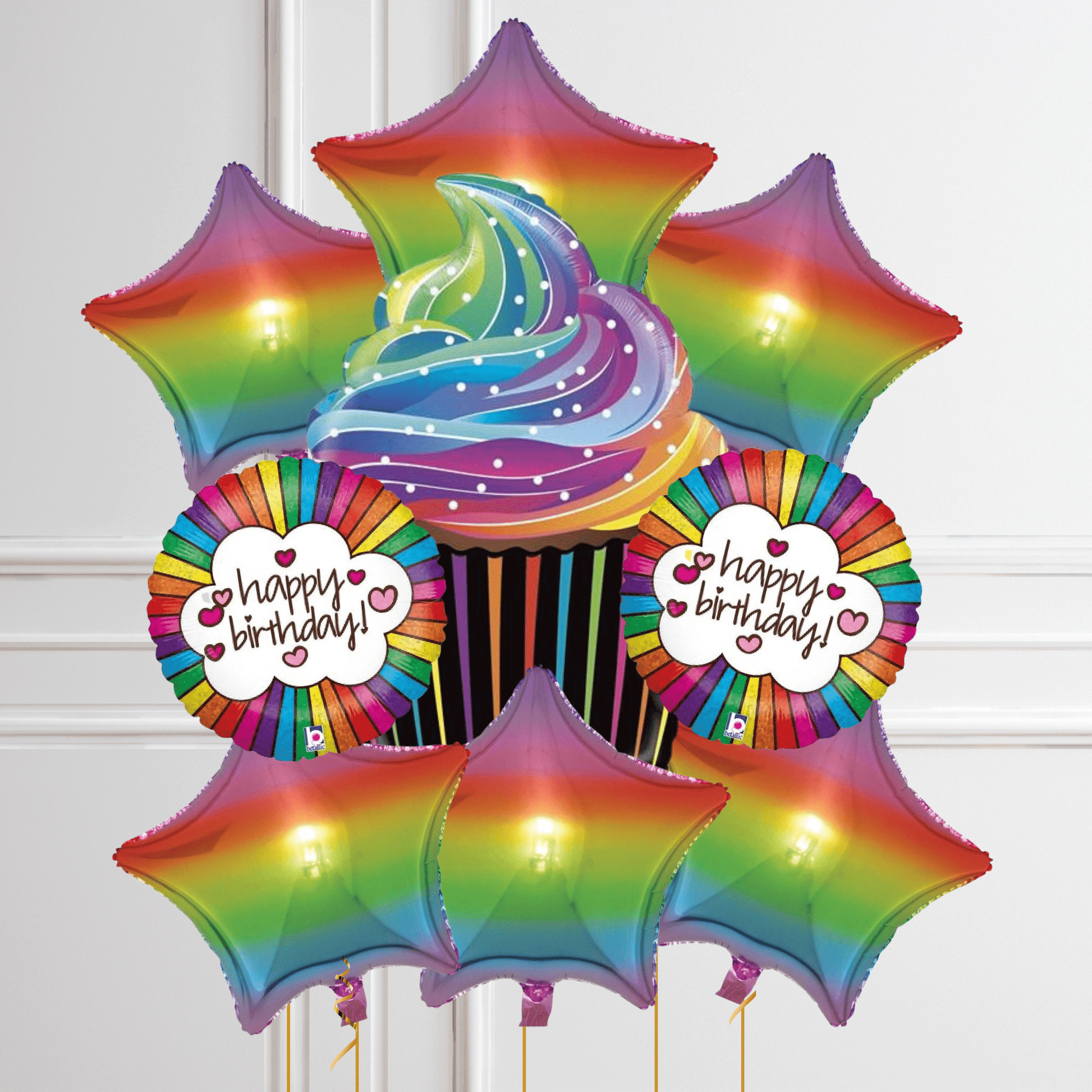 Rainbow Cupcake Foil Balloon Package