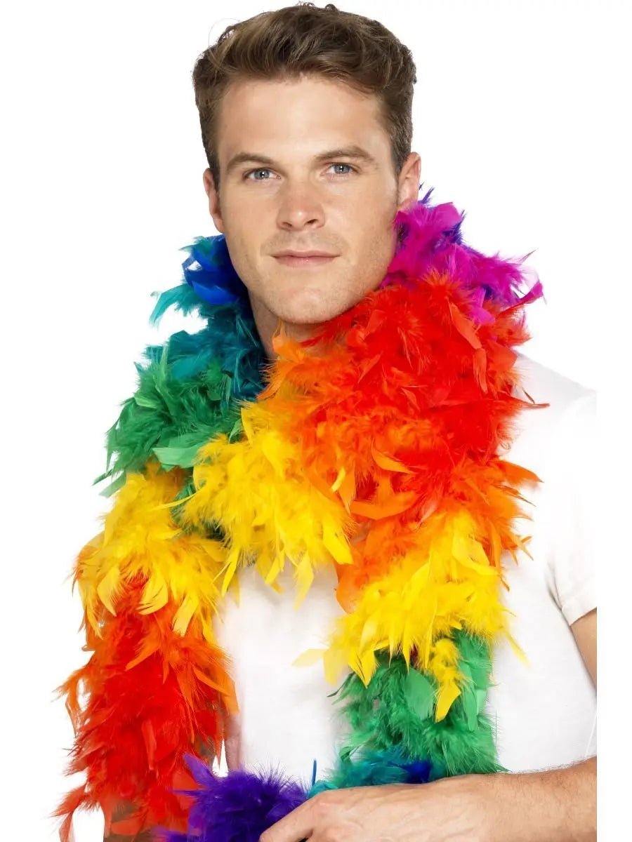 Rainbow Feather Boa, 80g