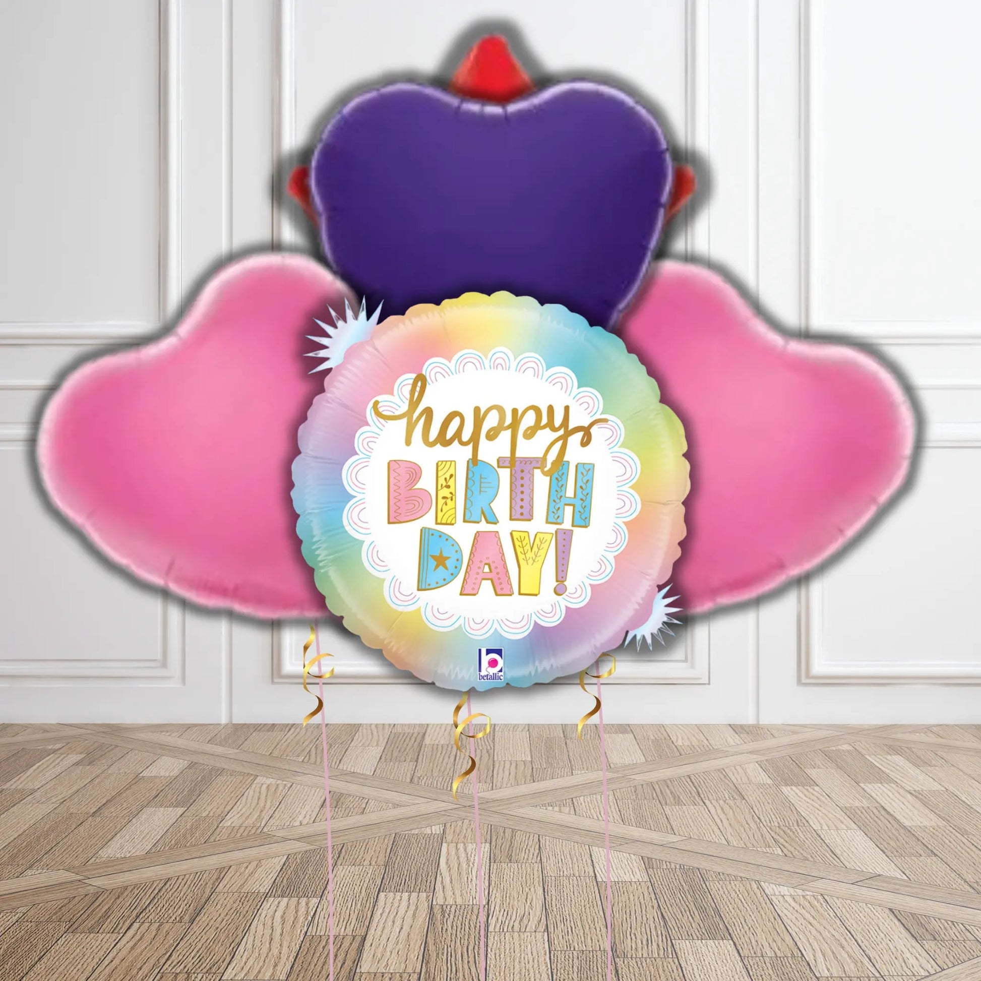 Rainbow Gift Birthday Balloon Bouquet