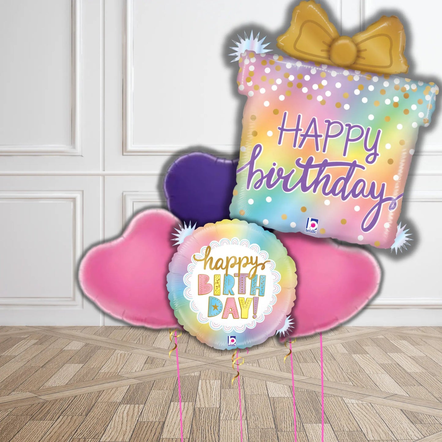 Rainbow Gift Birthday Balloon Bouquet | The Party Hut