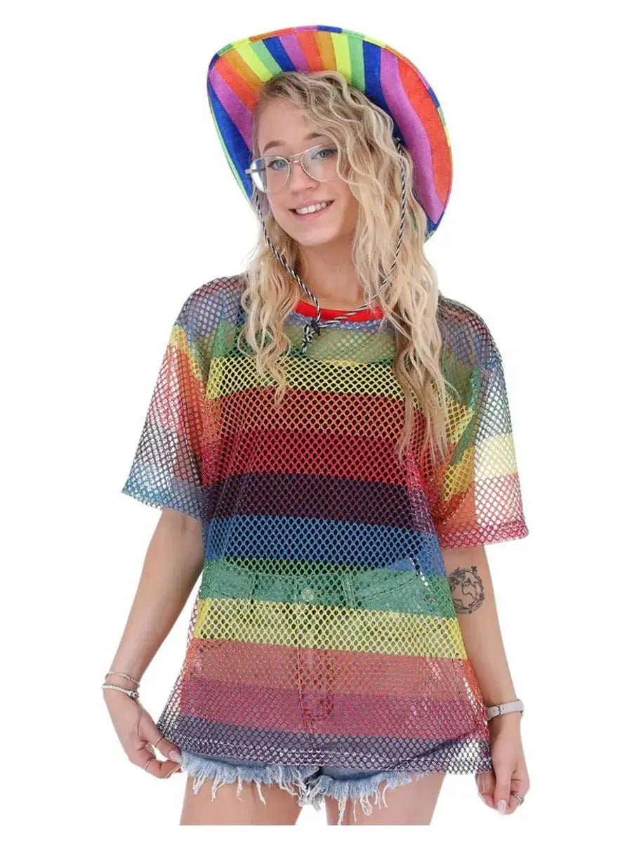 Rainbow Mesh Top, Unisex | The Party Hut