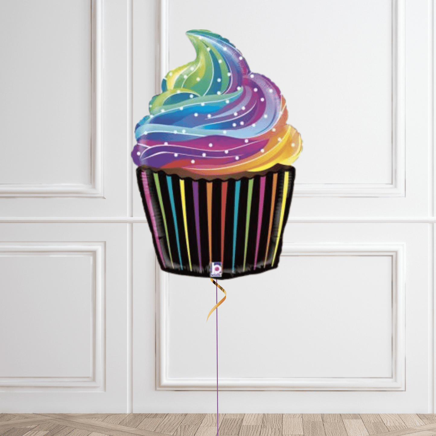 Rainbow Neon Cupcake Helium Balloon – Fun and Vibrant Party Decoration | The Party Hut