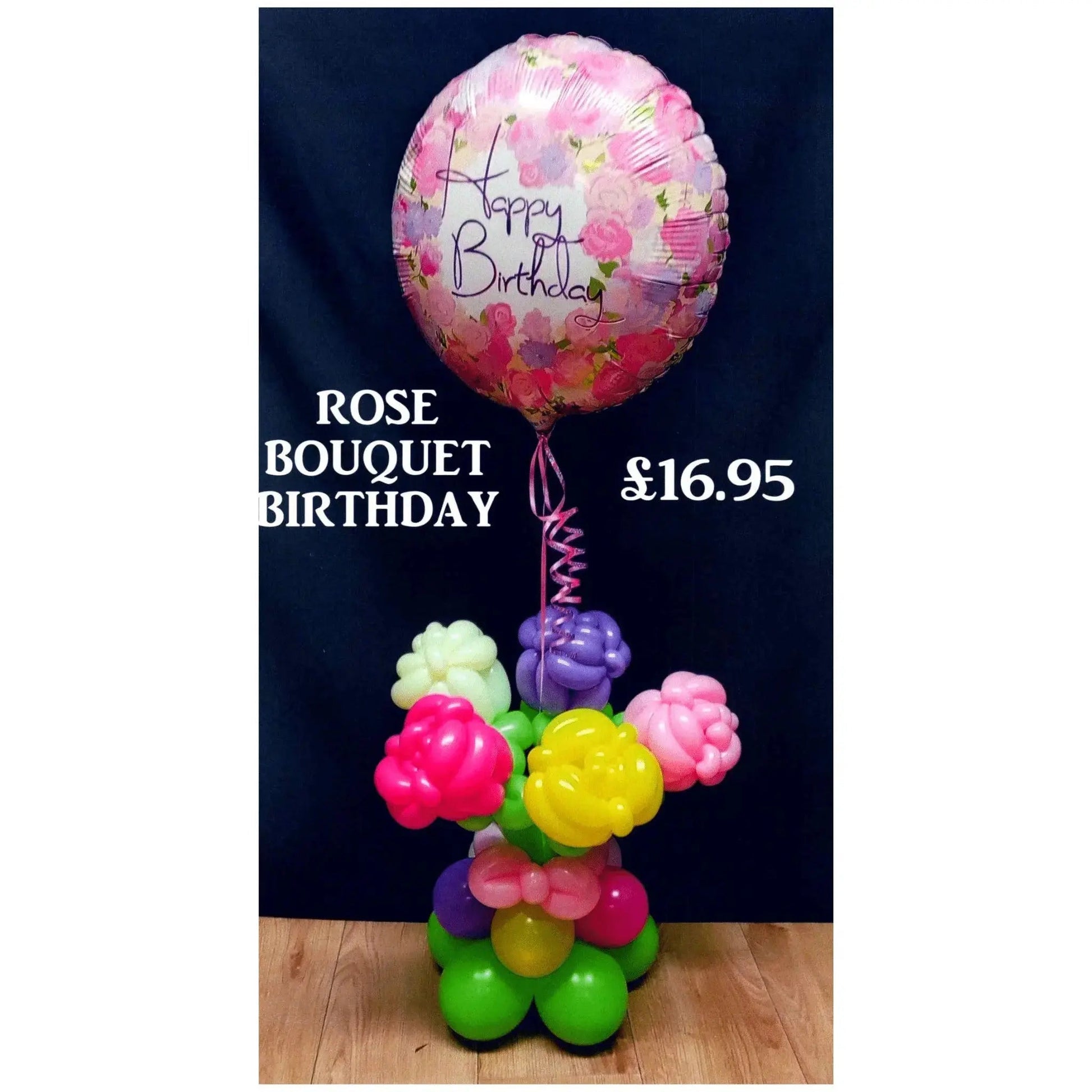 Rose Birthday Balloon Bouquet Display