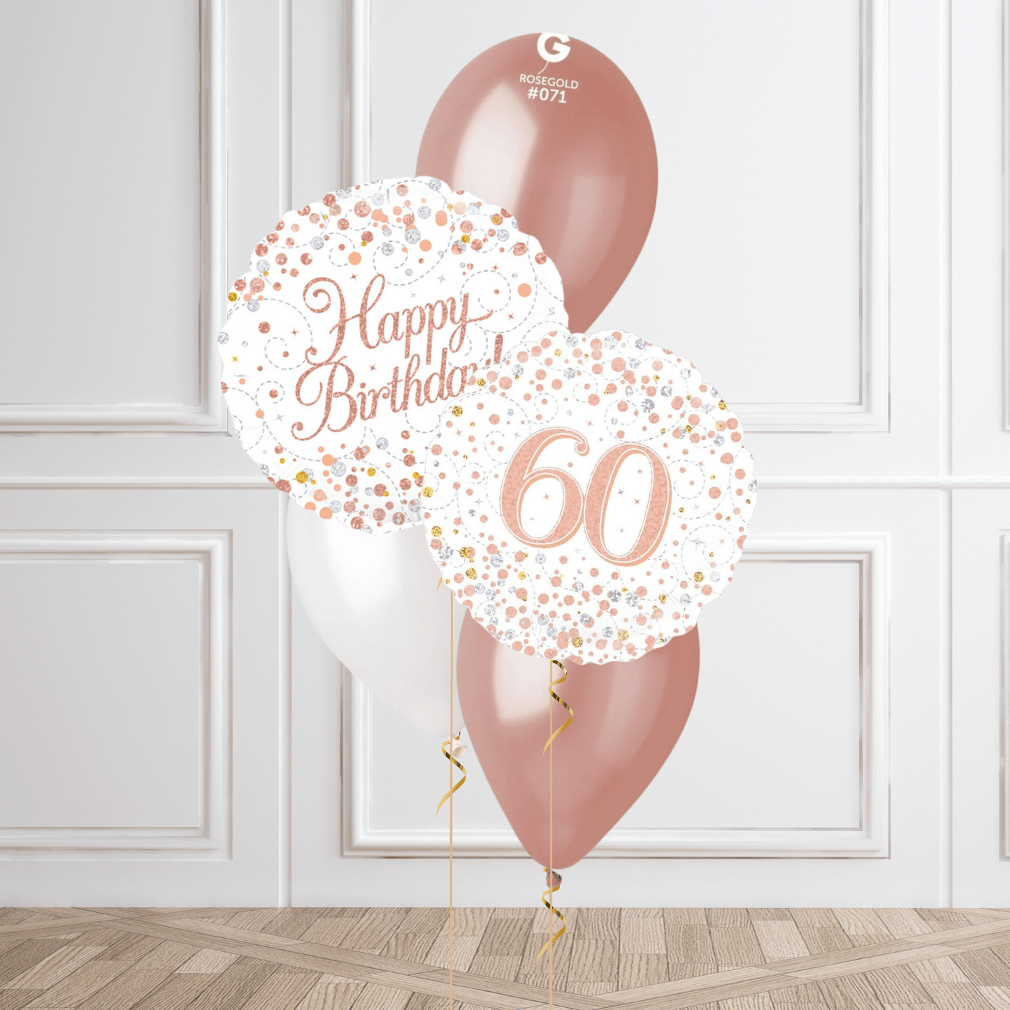 Rose Gold 60th Birthday Balloon Bouquet | The Party Hut