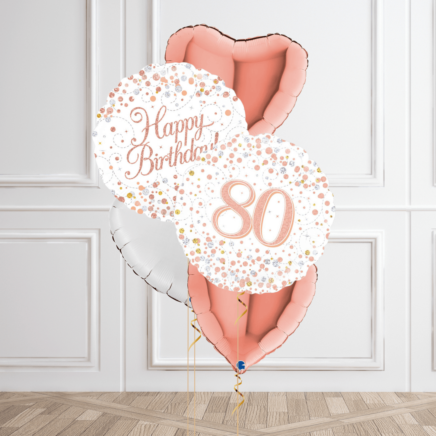 Rose Gold 80th Birthday Balloon Bouquet | The Party Hut