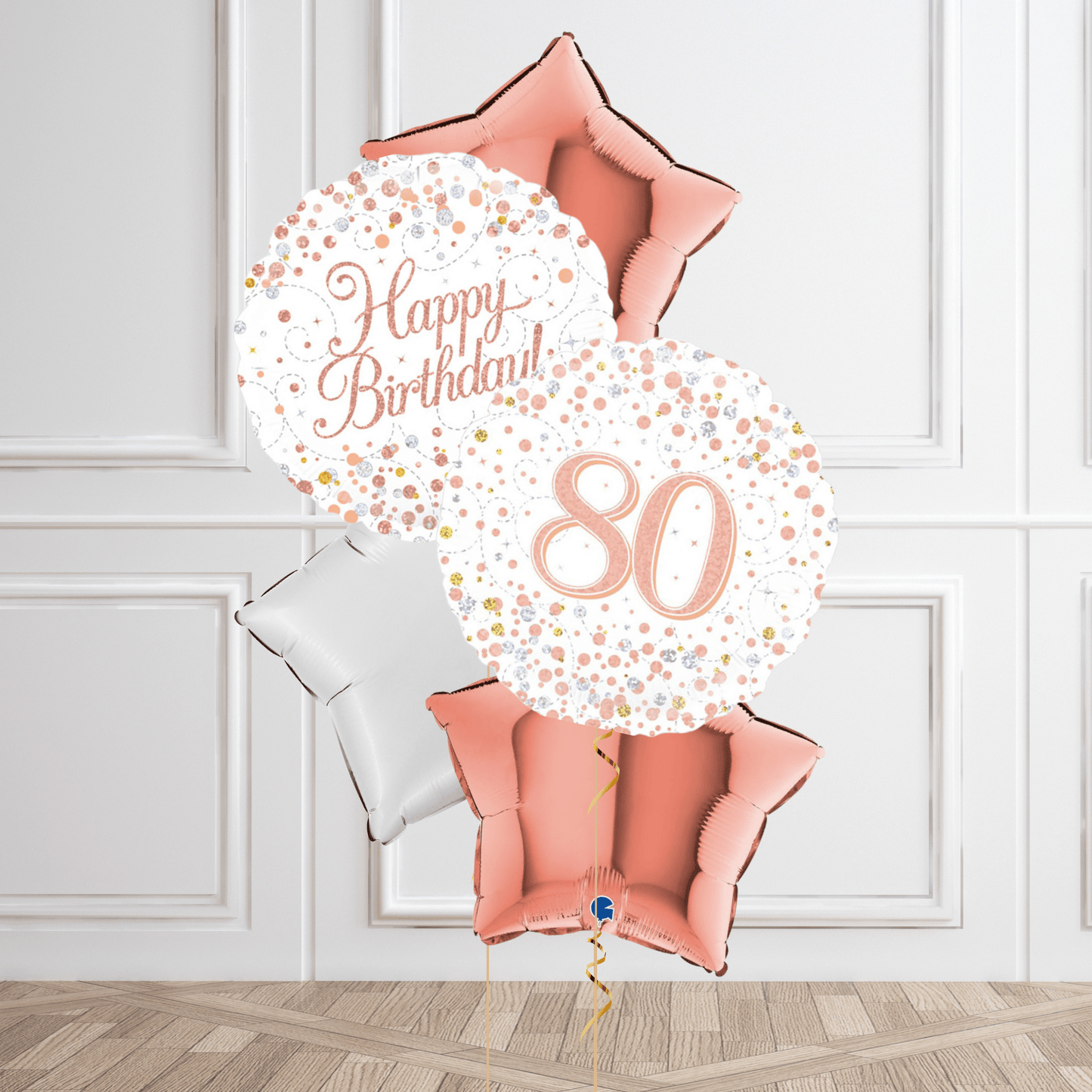 Rose Gold 80th Birthday Balloon Bouquet | The Party Hut