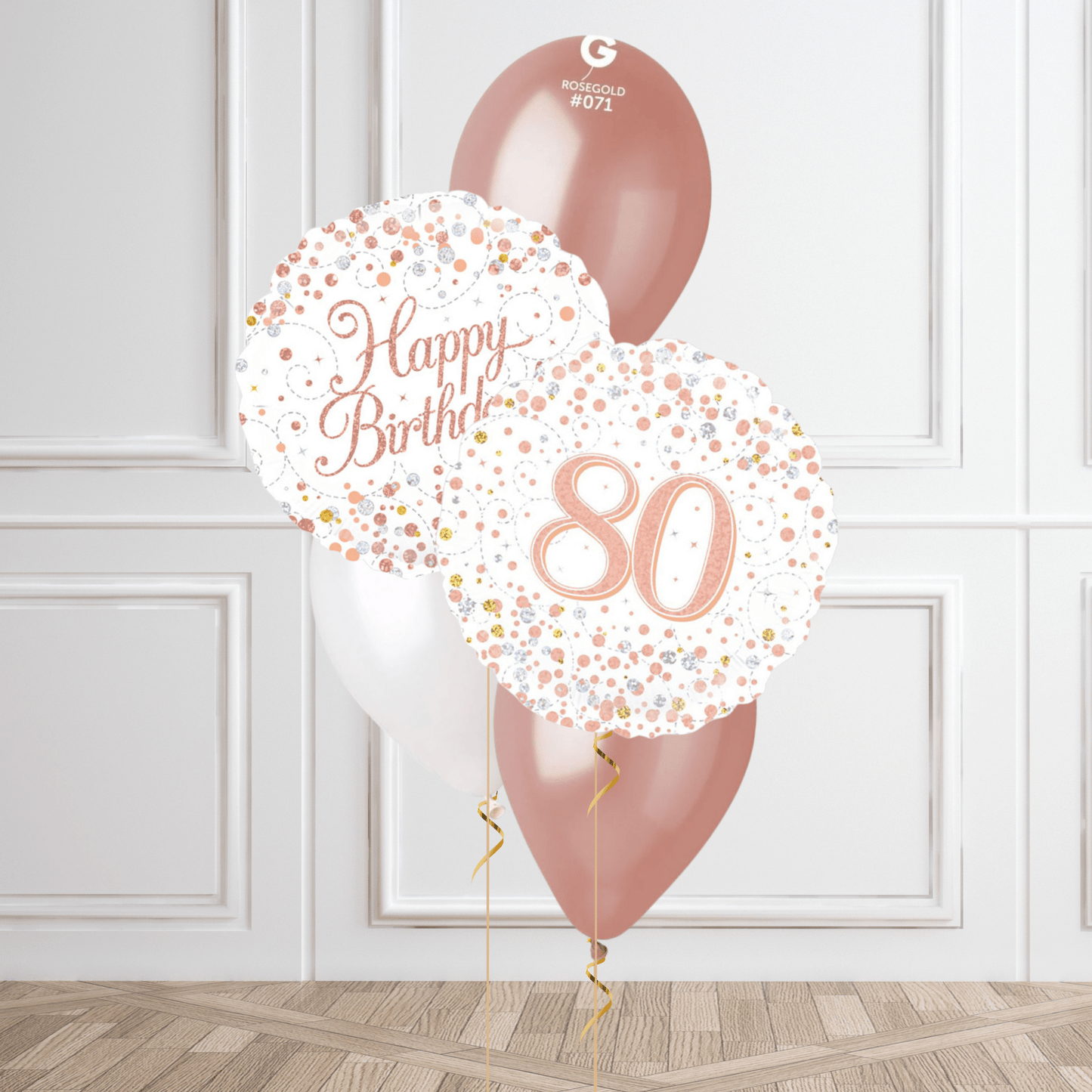 Rose Gold 80th Birthday Balloon Bouquet | The Party Hut