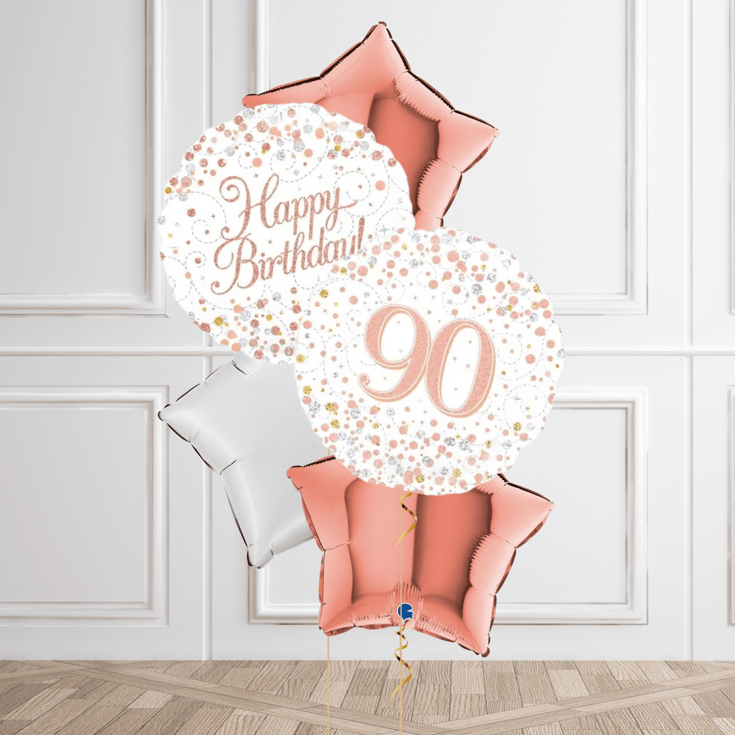 Rose Gold 90th Birthday Balloon Bouquet | The Party Hut