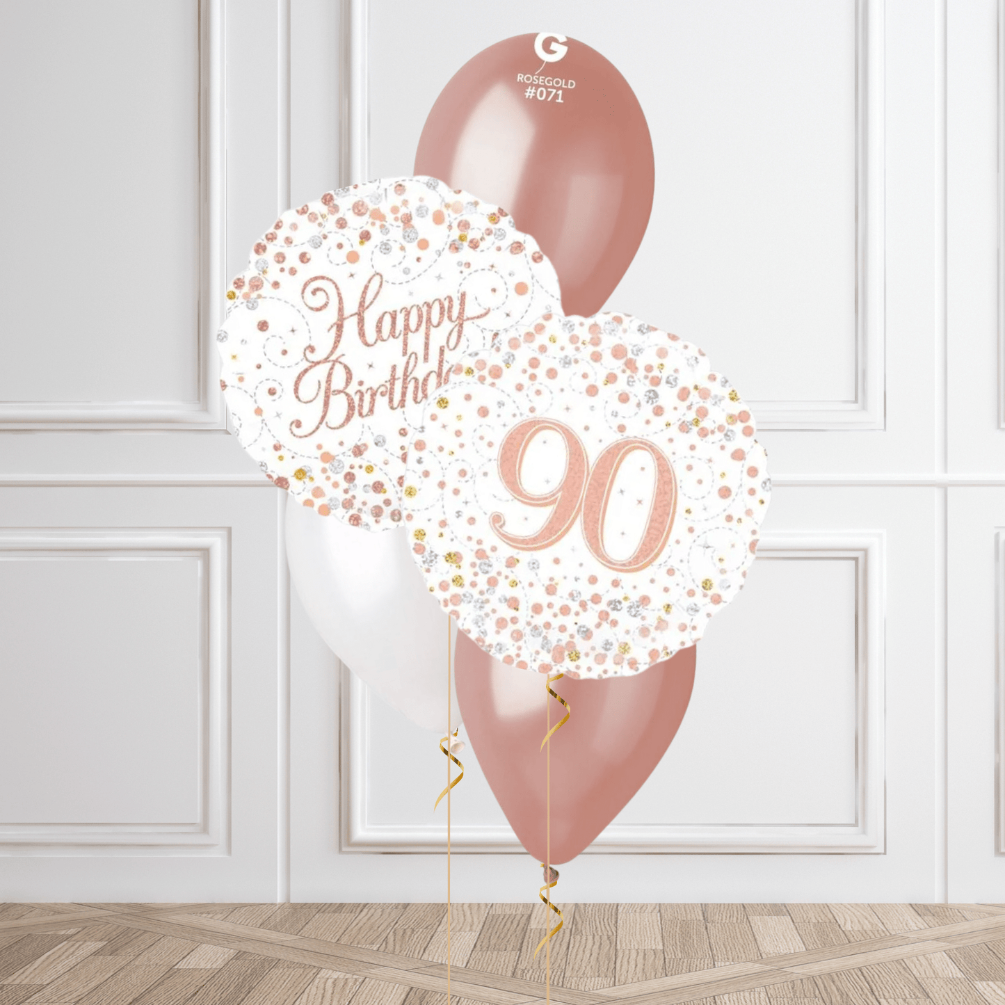 Rose Gold 90th Birthday Balloon Bouquet | The Party Hut