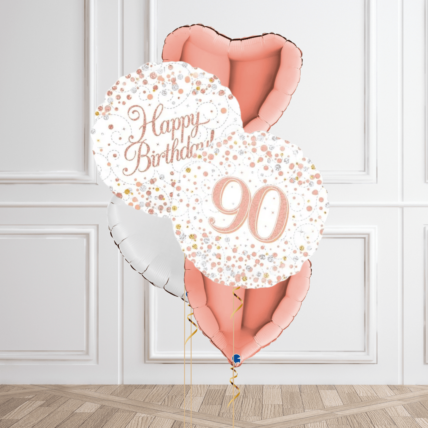 Rose Gold 90th Birthday Balloon Bouquet | The Party Hut