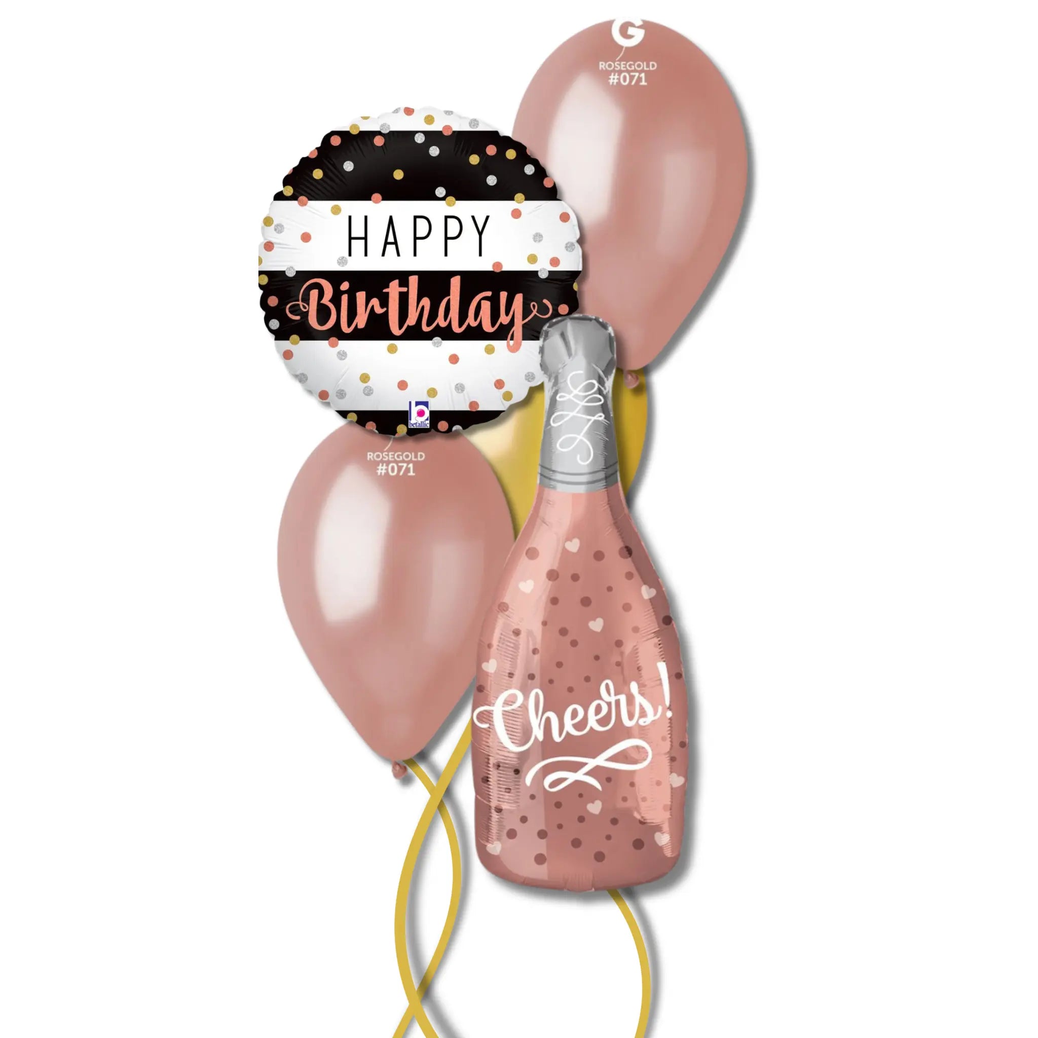 Rose Gold Champagne Birthday Balloons | The Party Hut