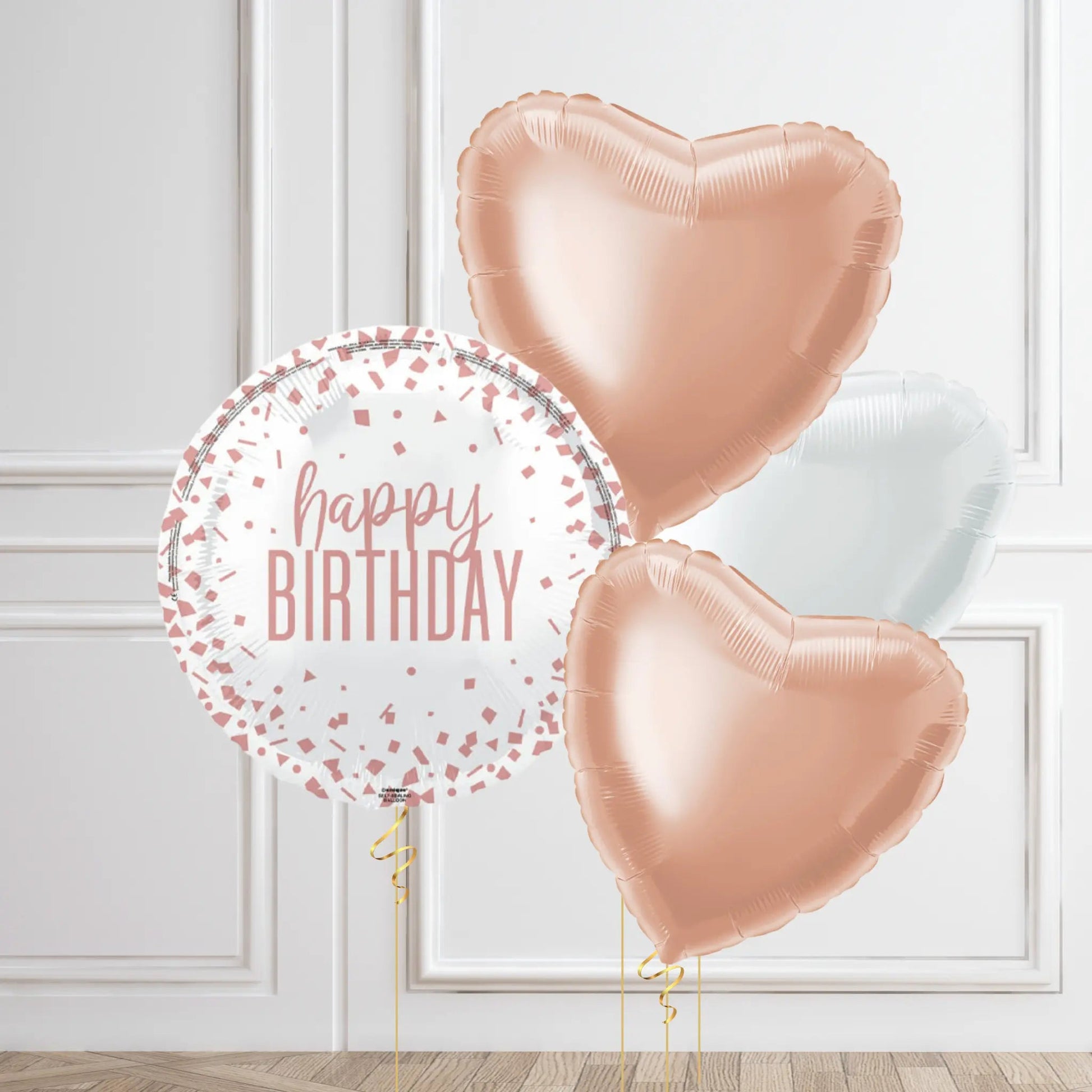 Rose Gold Happy Birthday Balloon Bouquet