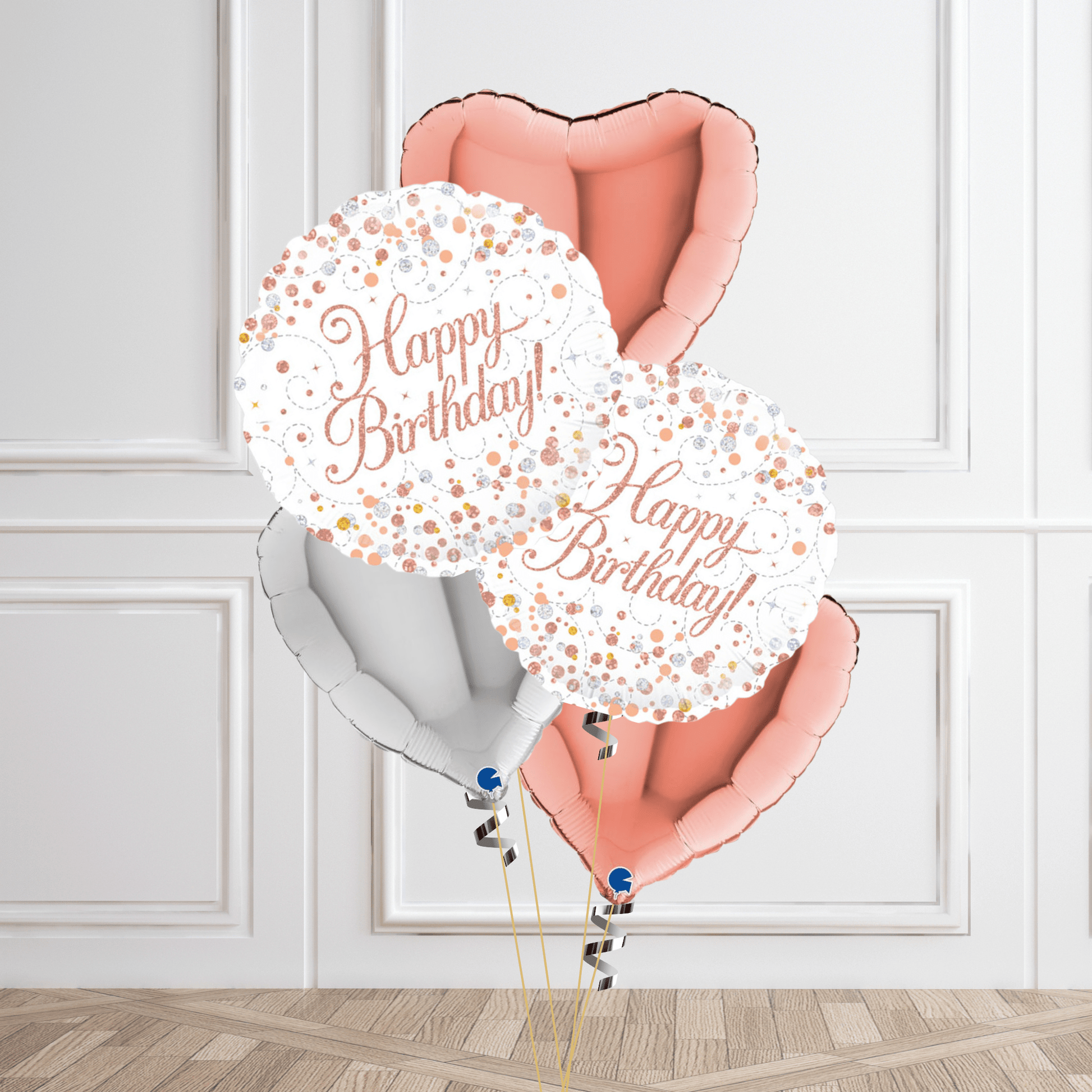 Rose Gold Happy Birthday Balloon Bouquet Set