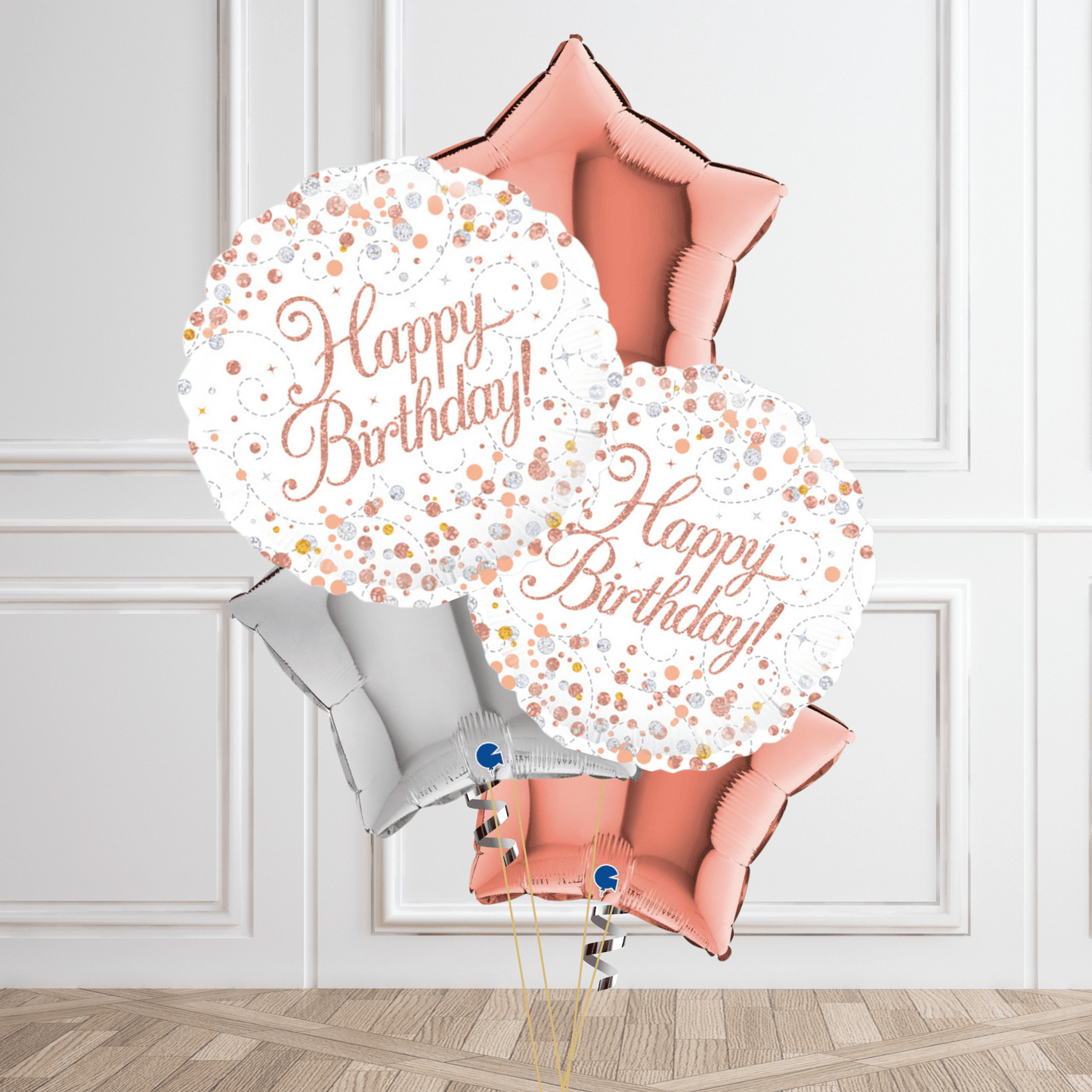 Rose Gold Happy Birthday Balloon Bouquet Set | The Party Hut