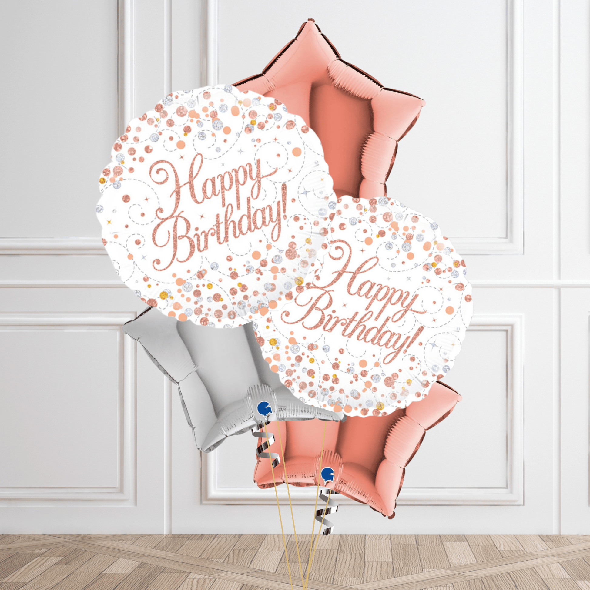 Rose Gold Happy Birthday Balloon Bouquet Set