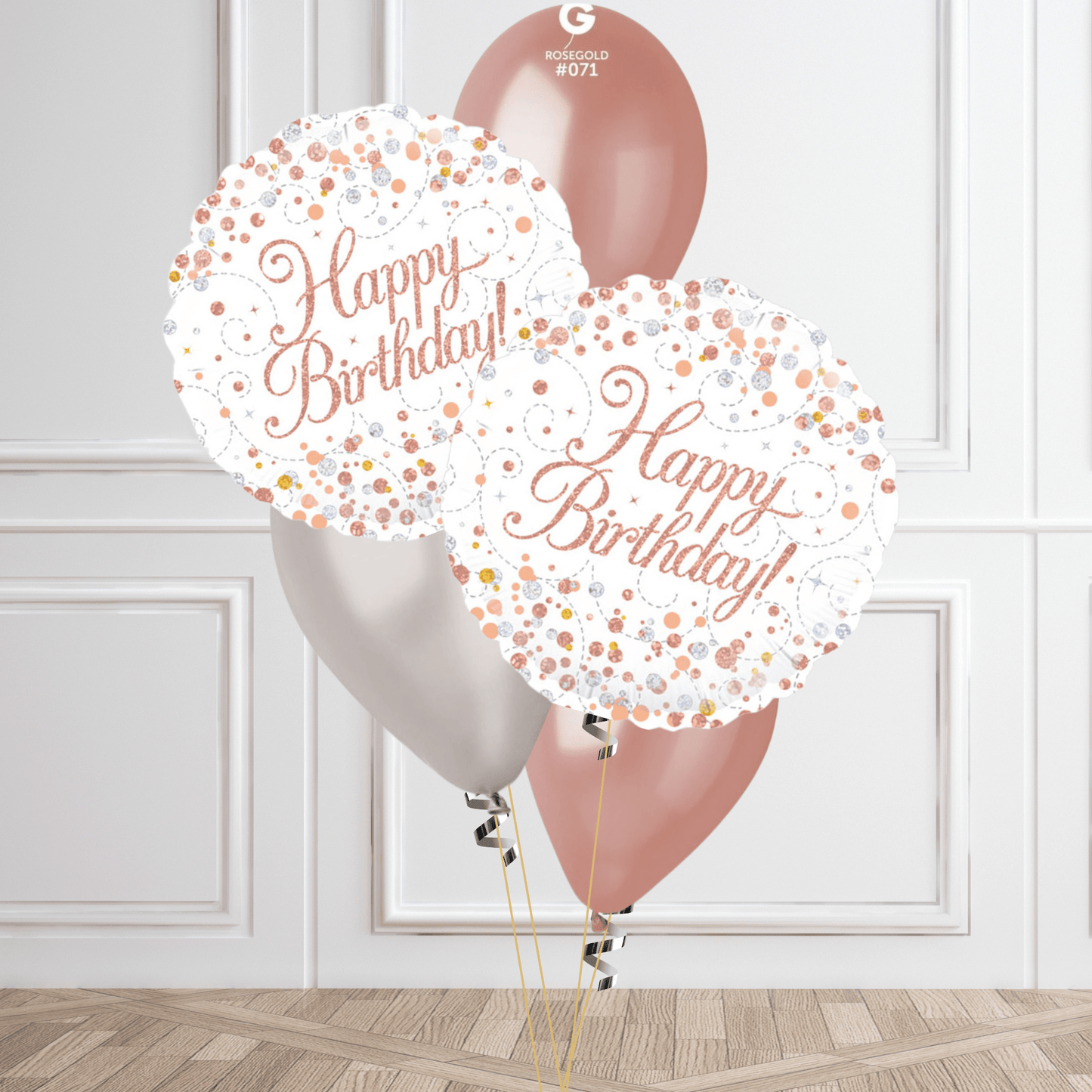 Rose Gold Happy Birthday Balloon Bouquet Set | The Party Hut