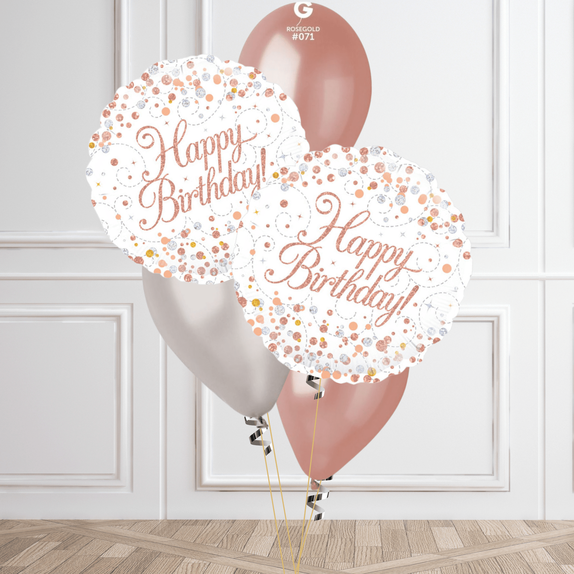 Rose Gold Happy Birthday Balloon Bouquet Set