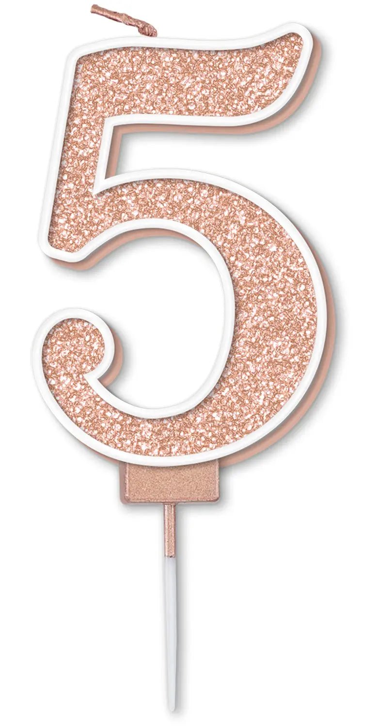 Rose Gold No.5 Cake Candle | The Party Hut