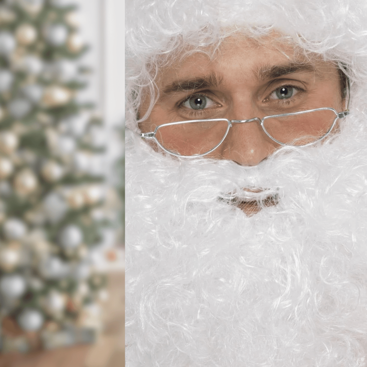 Santa Half Moon Specs – Silver Wireframe Glasses | The Party Hut