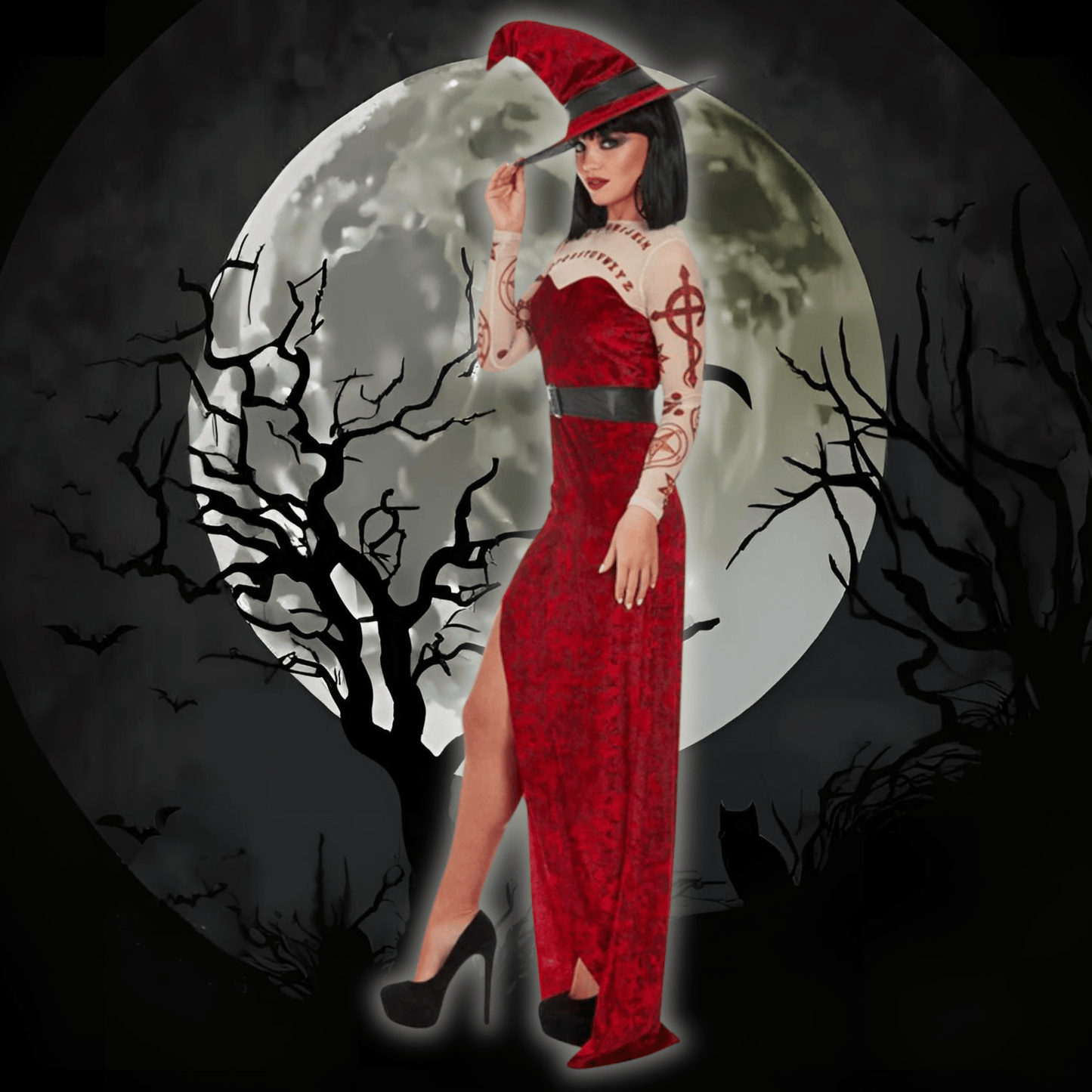 Satanic Witch Costume (Red) | The Party Hut