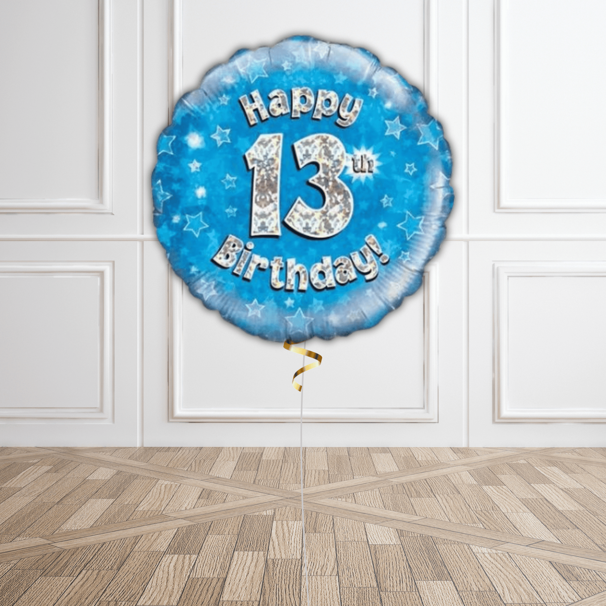 Sparkle Blue 13th Birthday Holographic Balloon