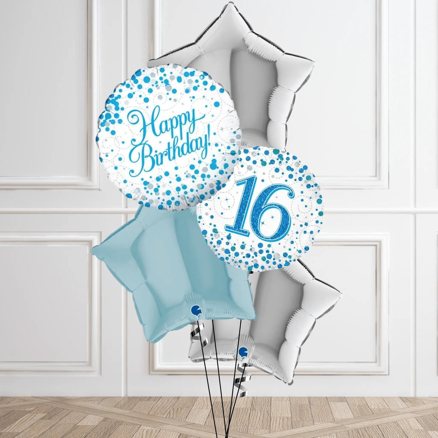 Sparkling Blue 16th Birthday Balloon Bouquet | The Party Hut