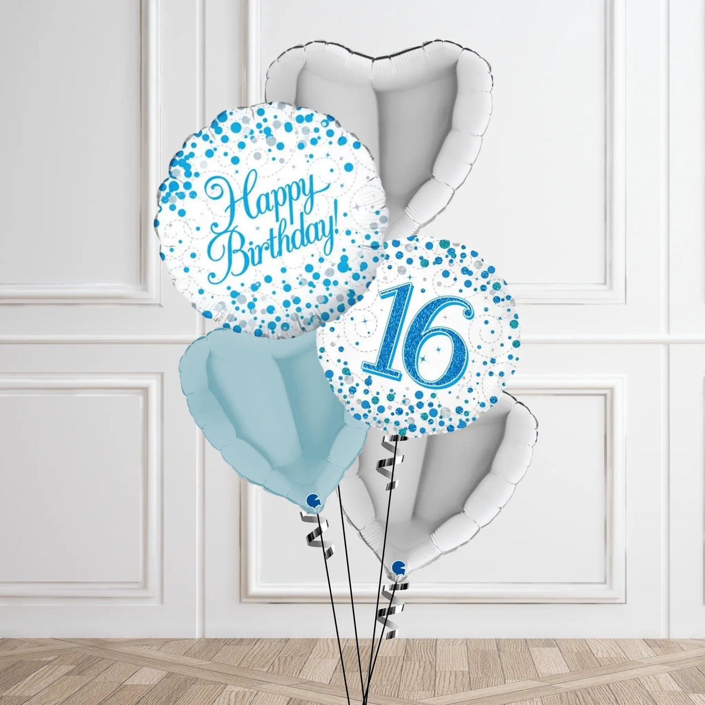 Sparkling Blue 16th Birthday Balloon Bouquet | The Party Hut