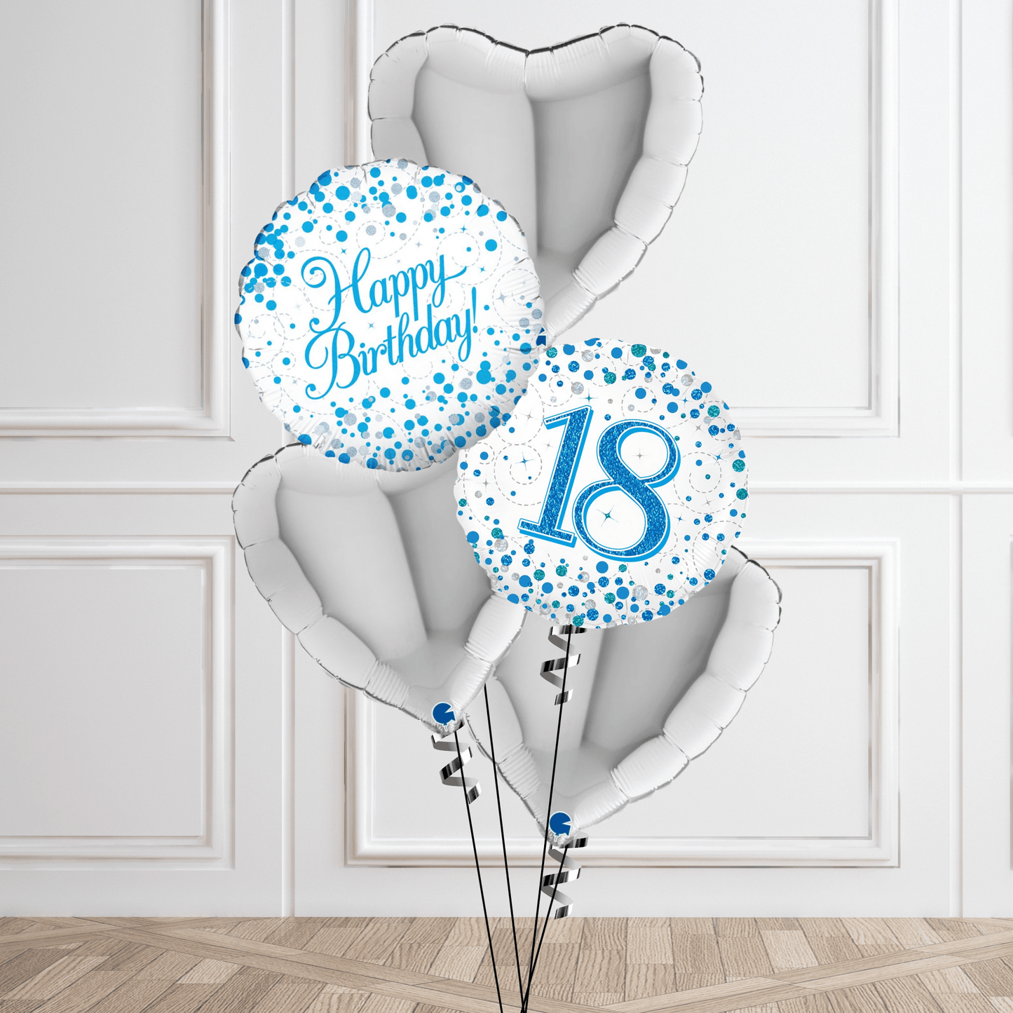 Sparkling Blue & Silver 18th Birthday Balloon Bouquet | The Party Hut