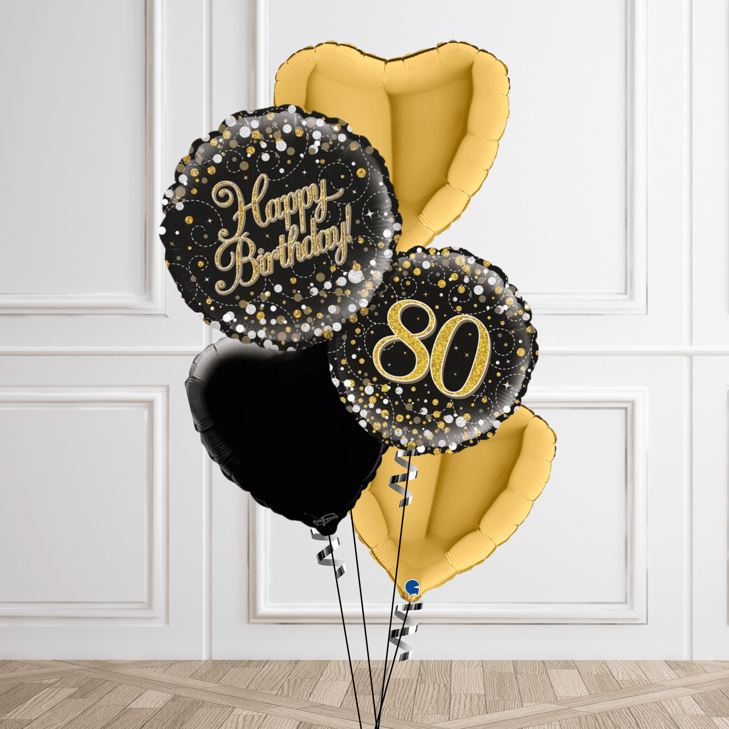 Sparkling Gold 80th Birthday Balloon Bouquet | The Party Hut