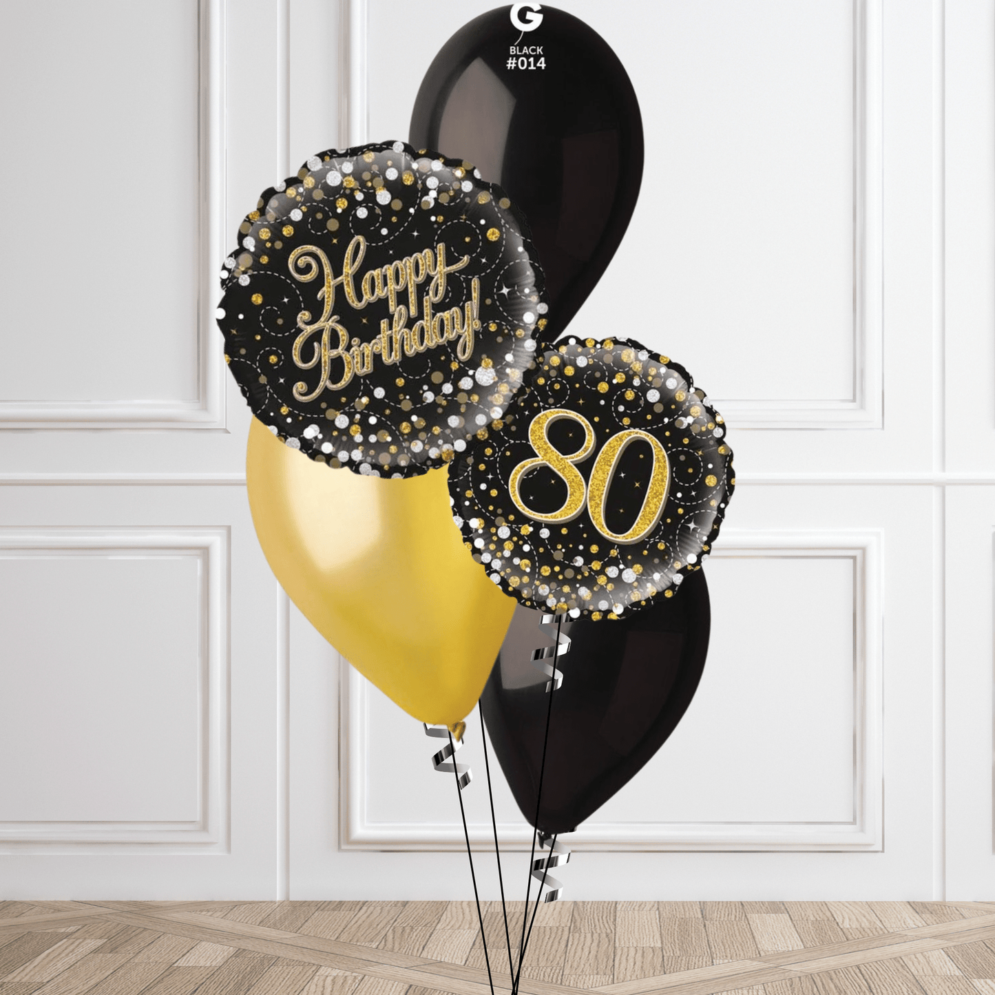 Sparkling Gold 80th Birthday Balloon Bouquet | The Party Hut