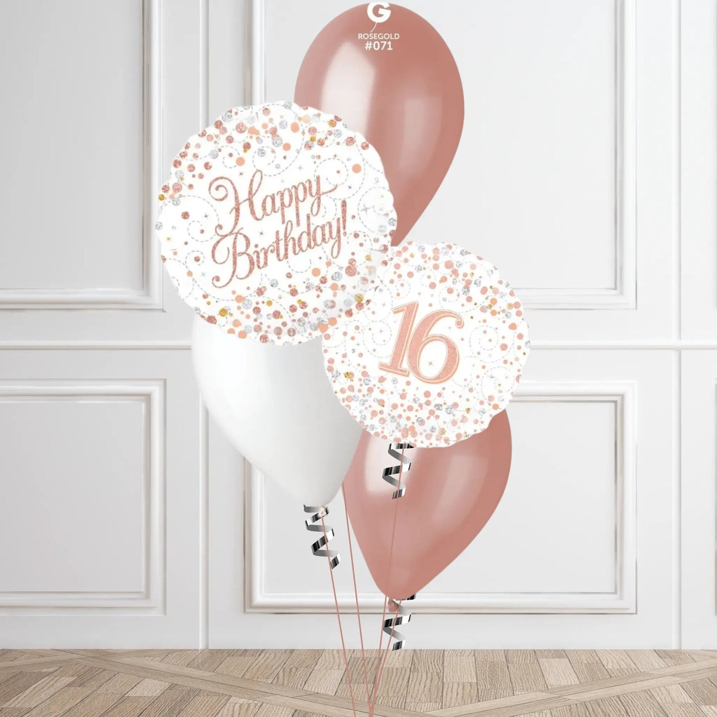 Sparkling Rose Gold 16th Birthday Balloon Bouquet | The Party Hut