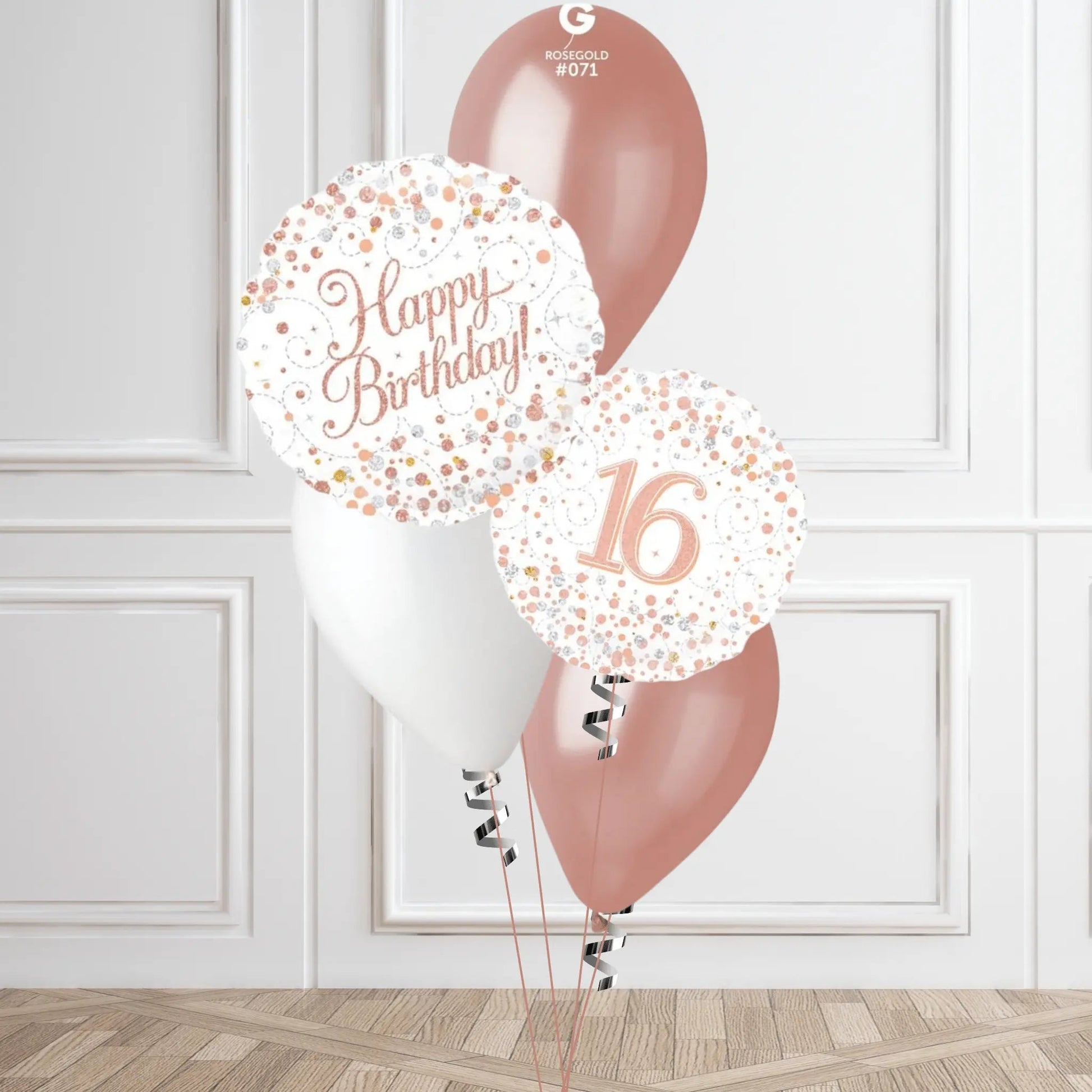 Sparkling Rose Gold 16th Birthday Balloon Bouquet