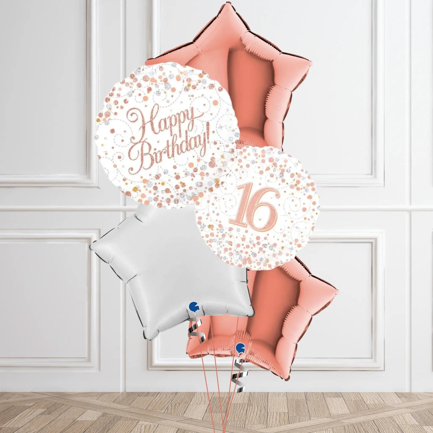 Sparkling Rose Gold 16th Birthday Balloon Bouquet | The Party Hut