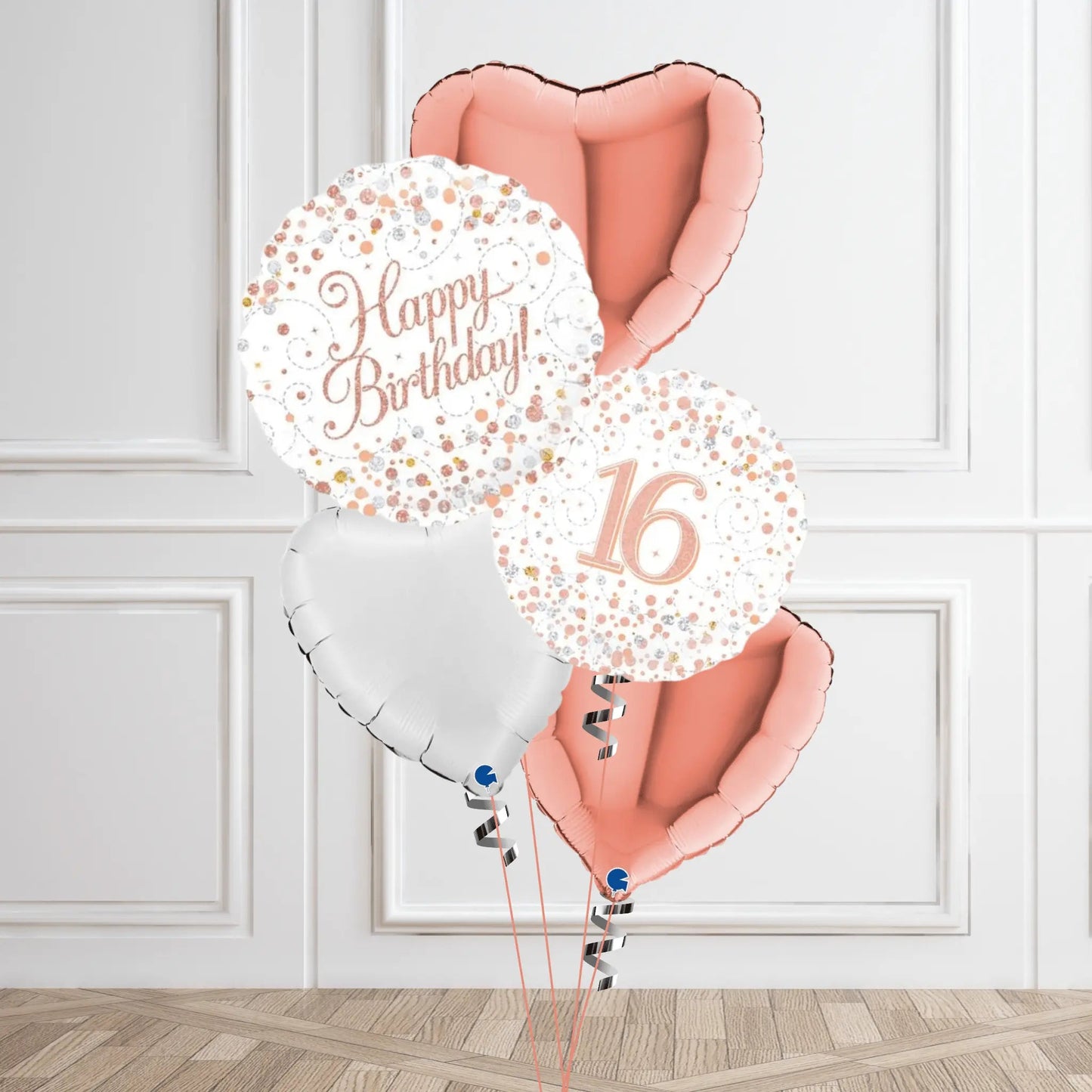 Sparkling Rose Gold 16th Birthday Balloon Bouquet | The Party Hut