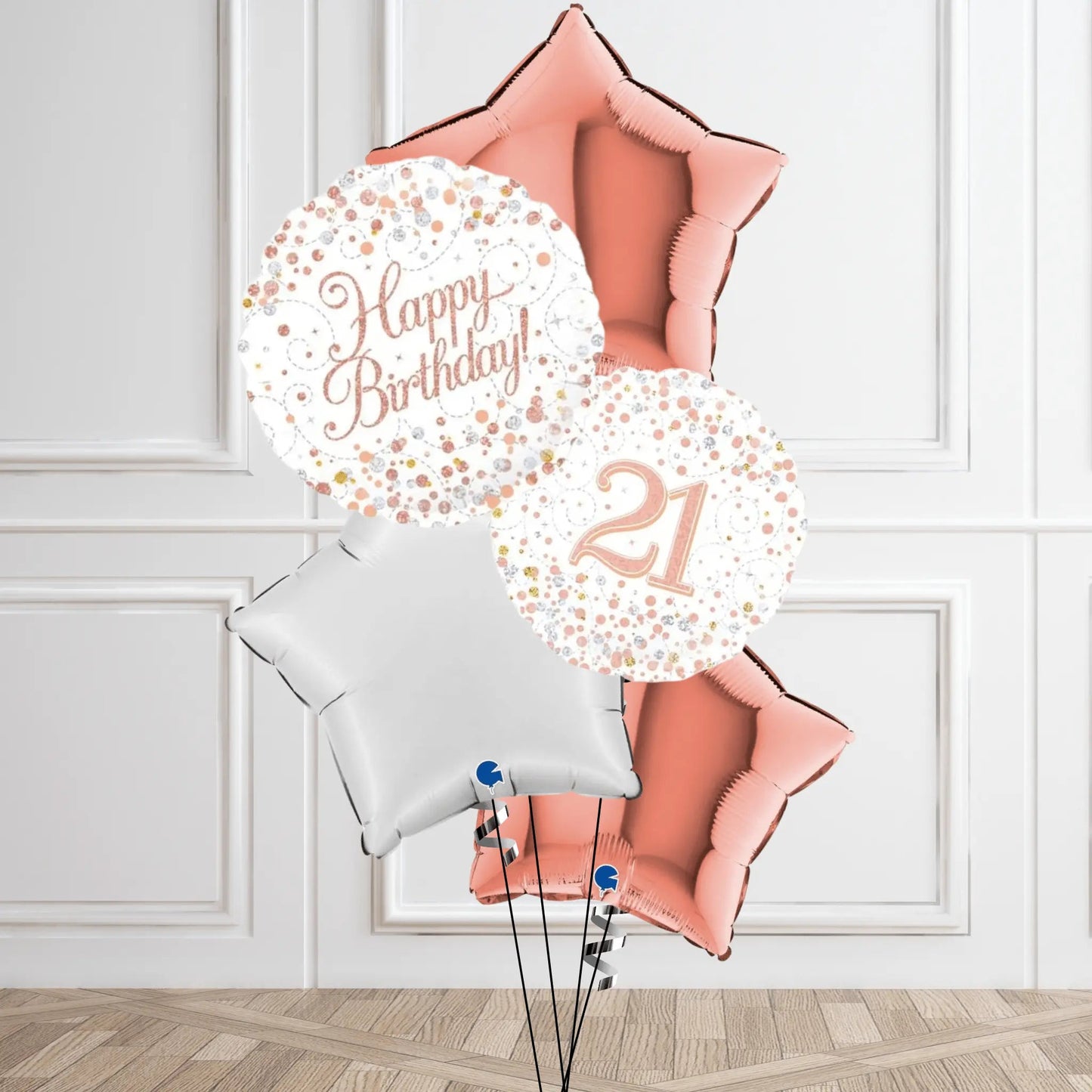 Sparkling Rose Gold 21st Birthday Balloon Bouquet | The Party Hut