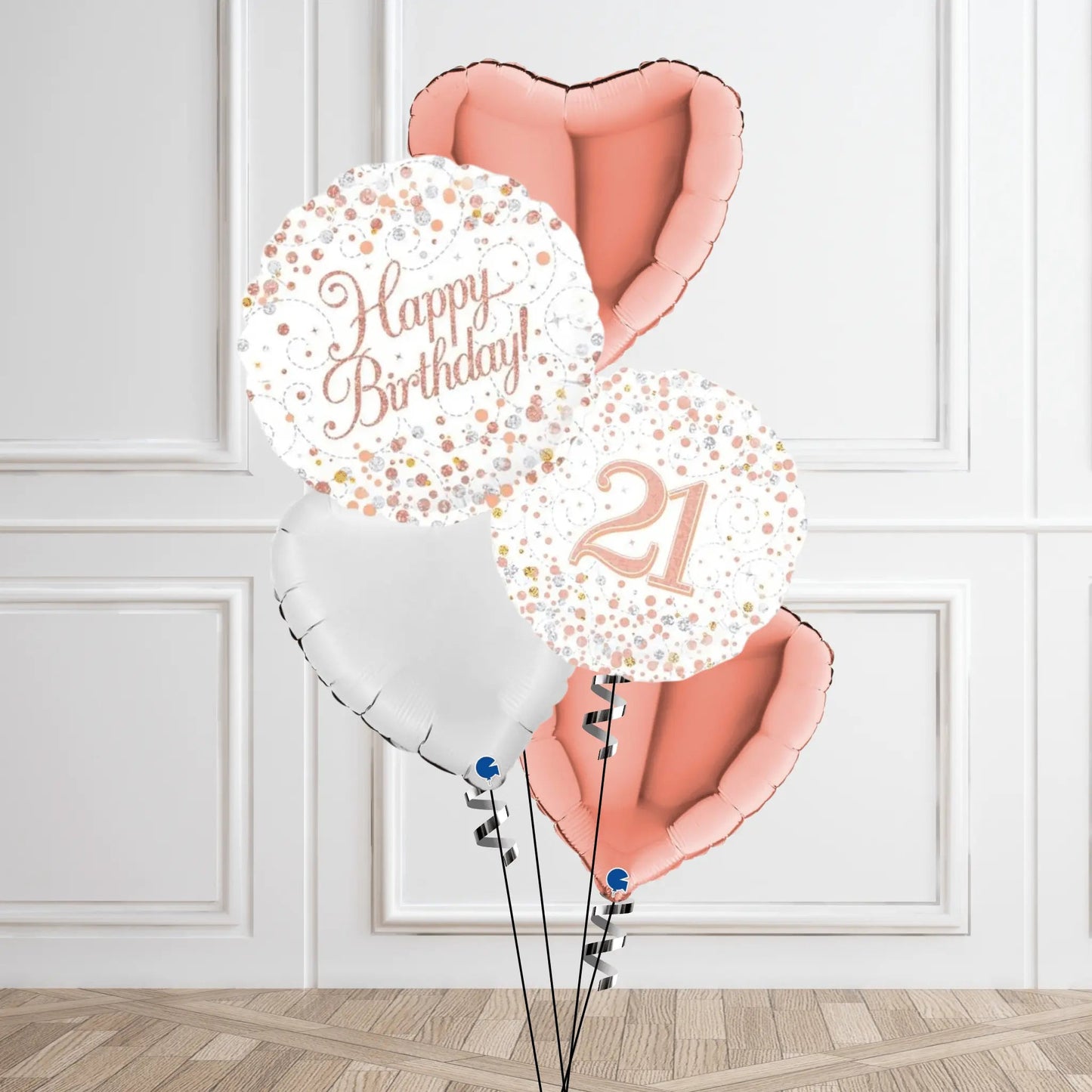 Sparkling Rose Gold 21st Birthday Balloon Bouquet | The Party Hut