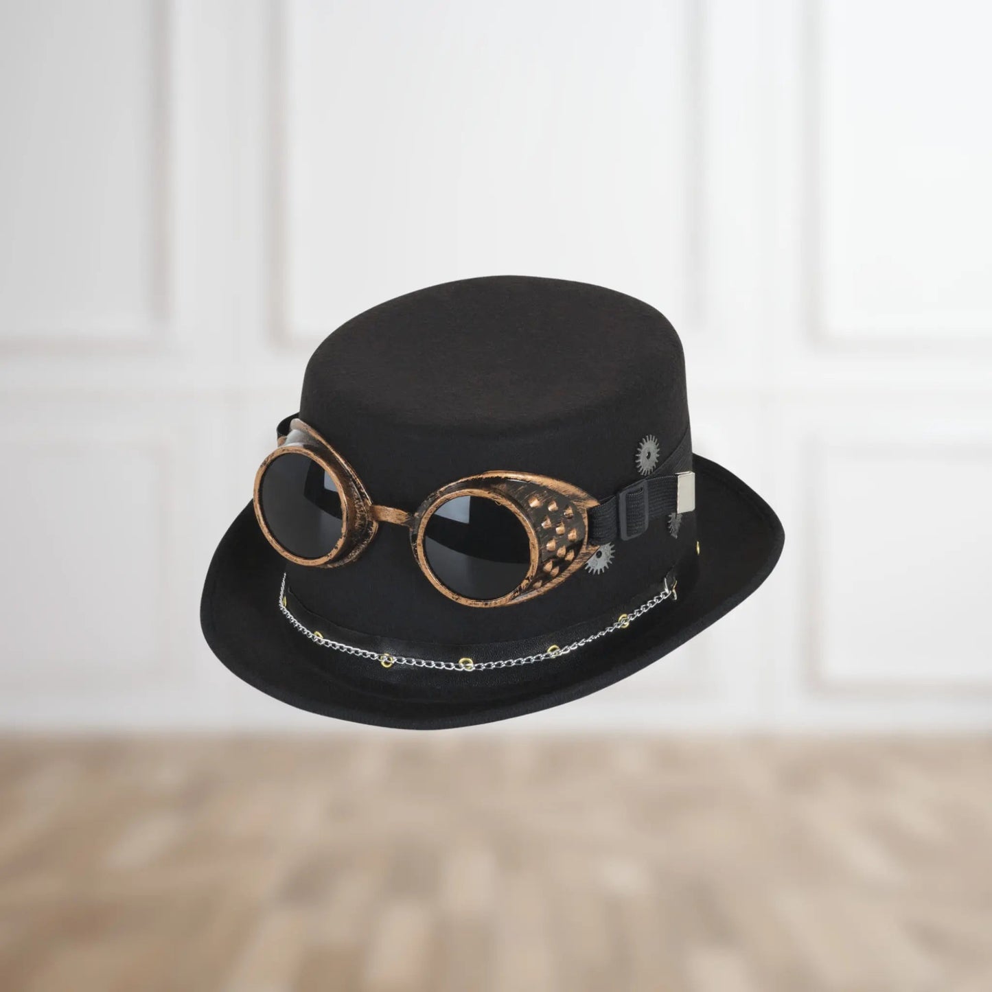 Steampunk Top Hat with Goggles and Gears - Unique Costume Accessory | The Party Hut