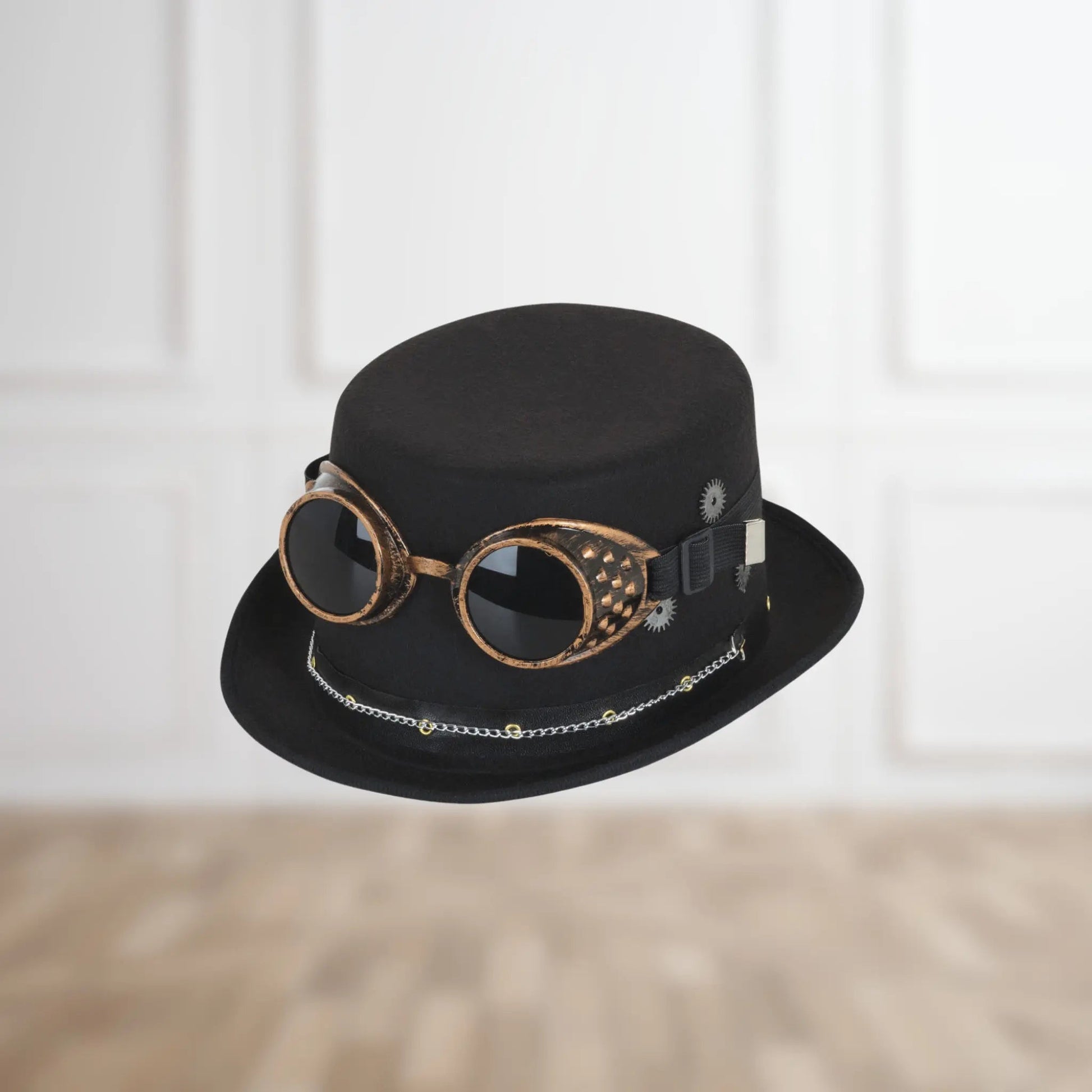 Steampunk Top Hat with Goggles and Gears - Unique Costume Accessory