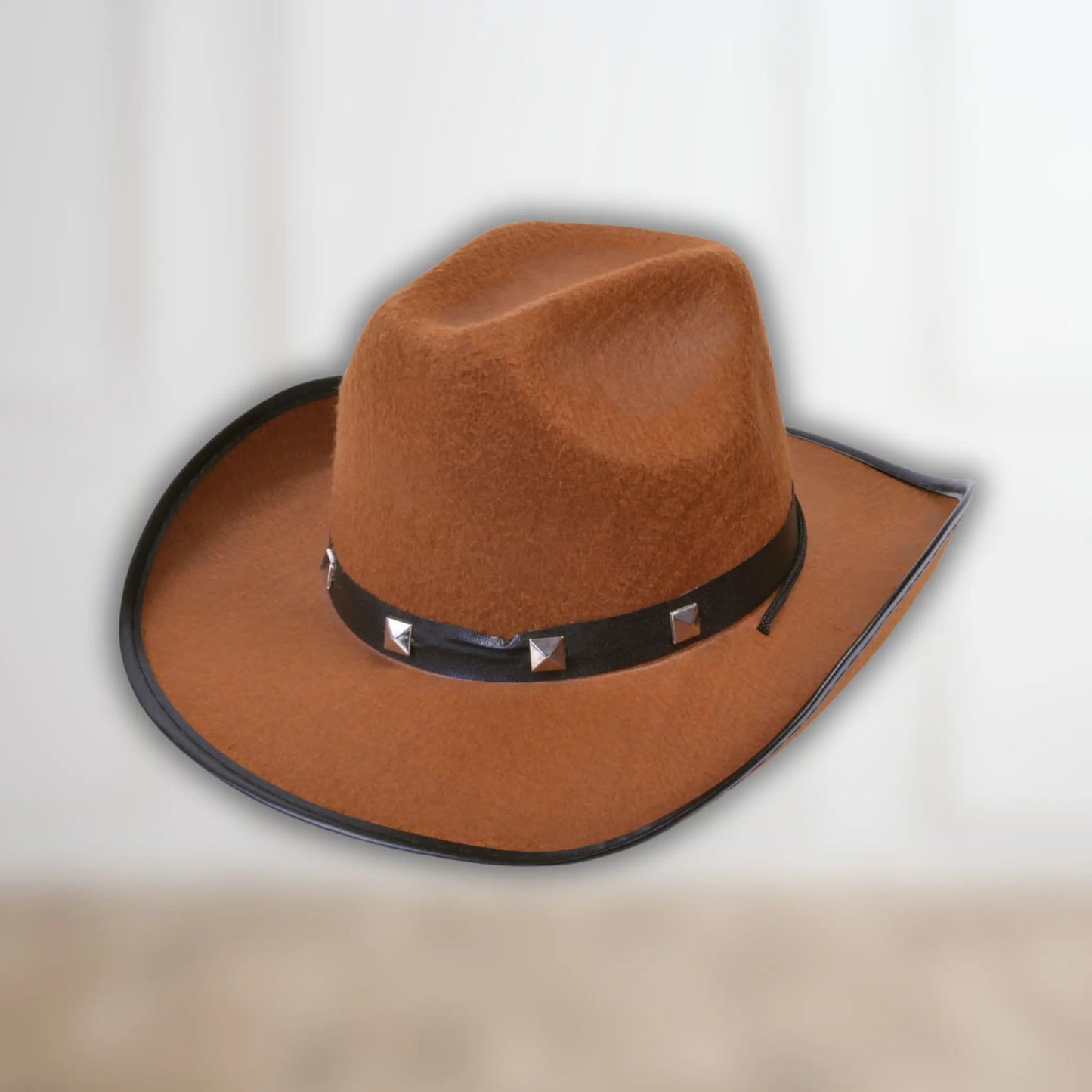 Studded Brown Felt Cowboy Hat | The Party Hut