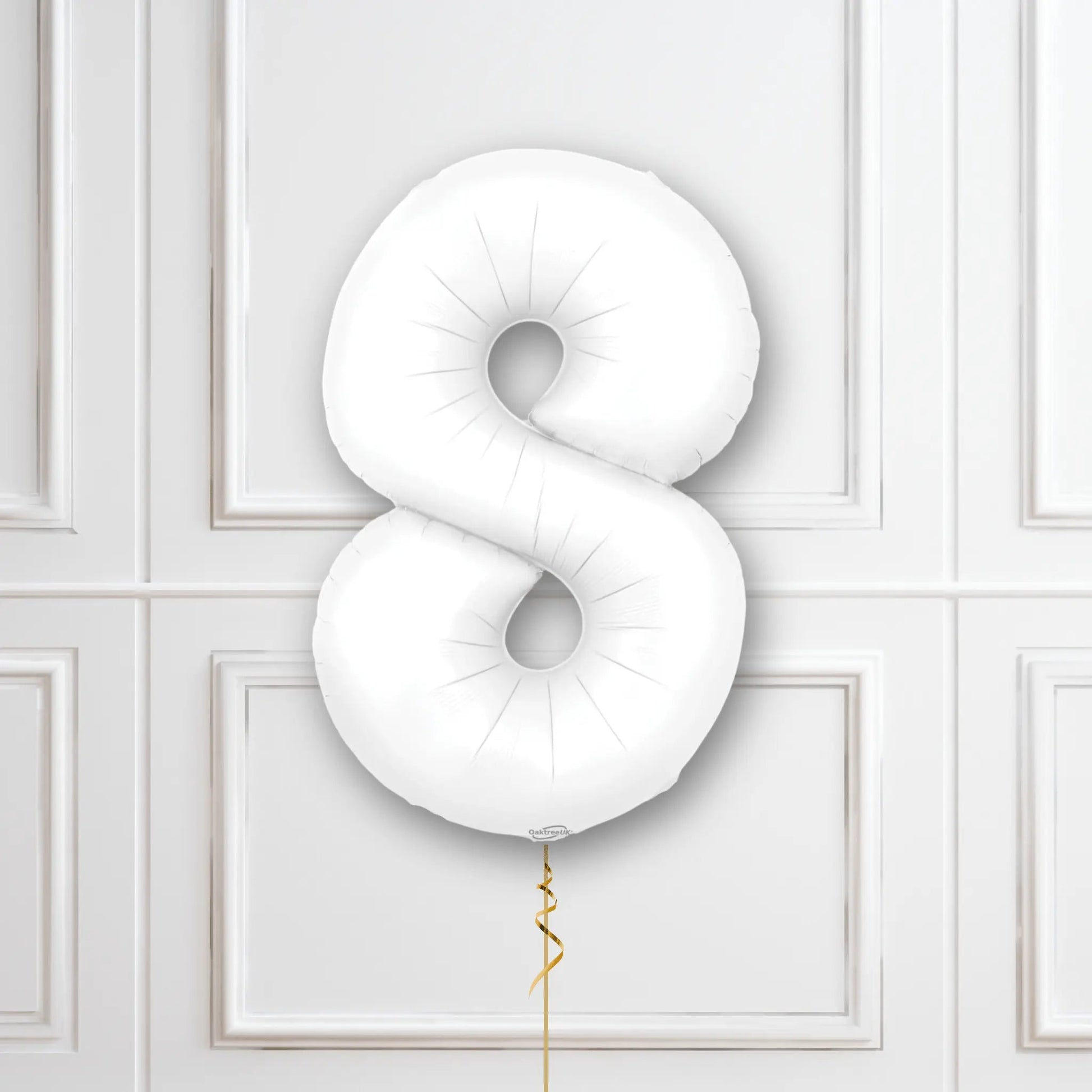 White Number Balloons - 34", With Helium