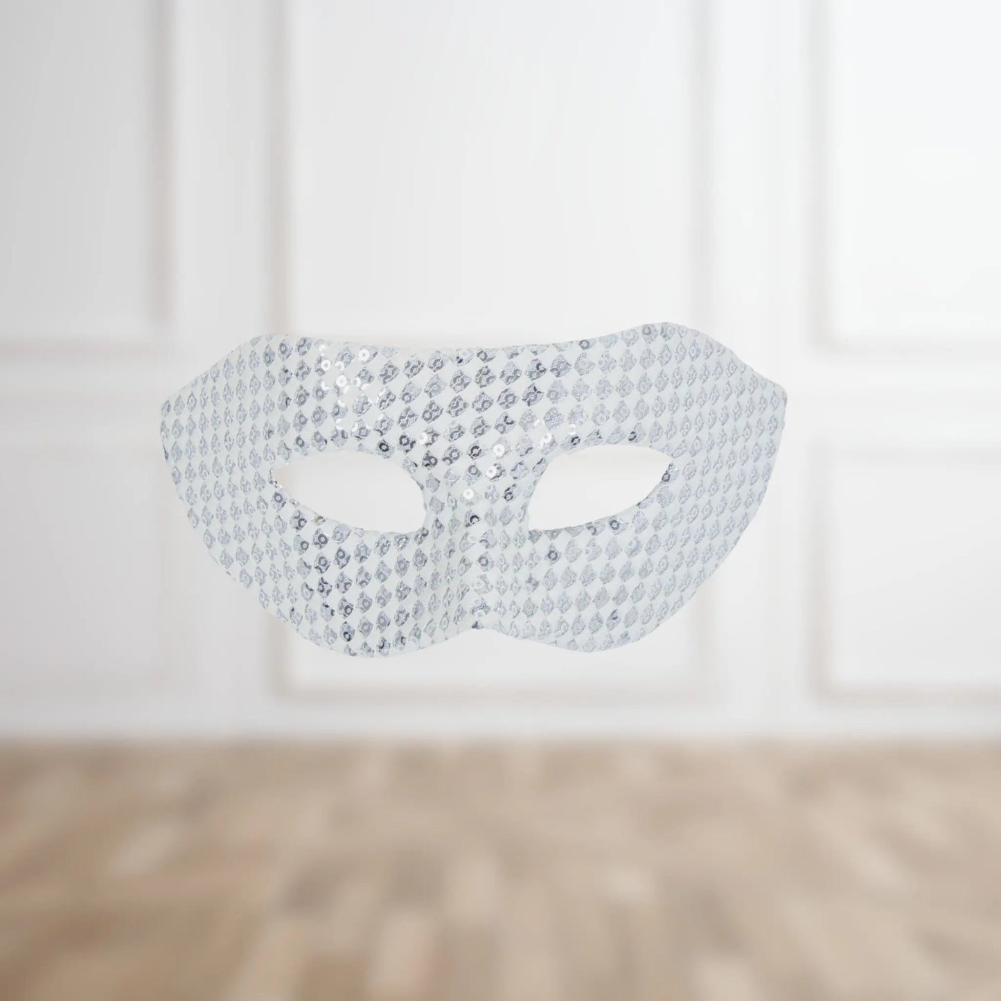 White Sequin Eyemask – Sparkling Masquerade Accessory | The Party Hut