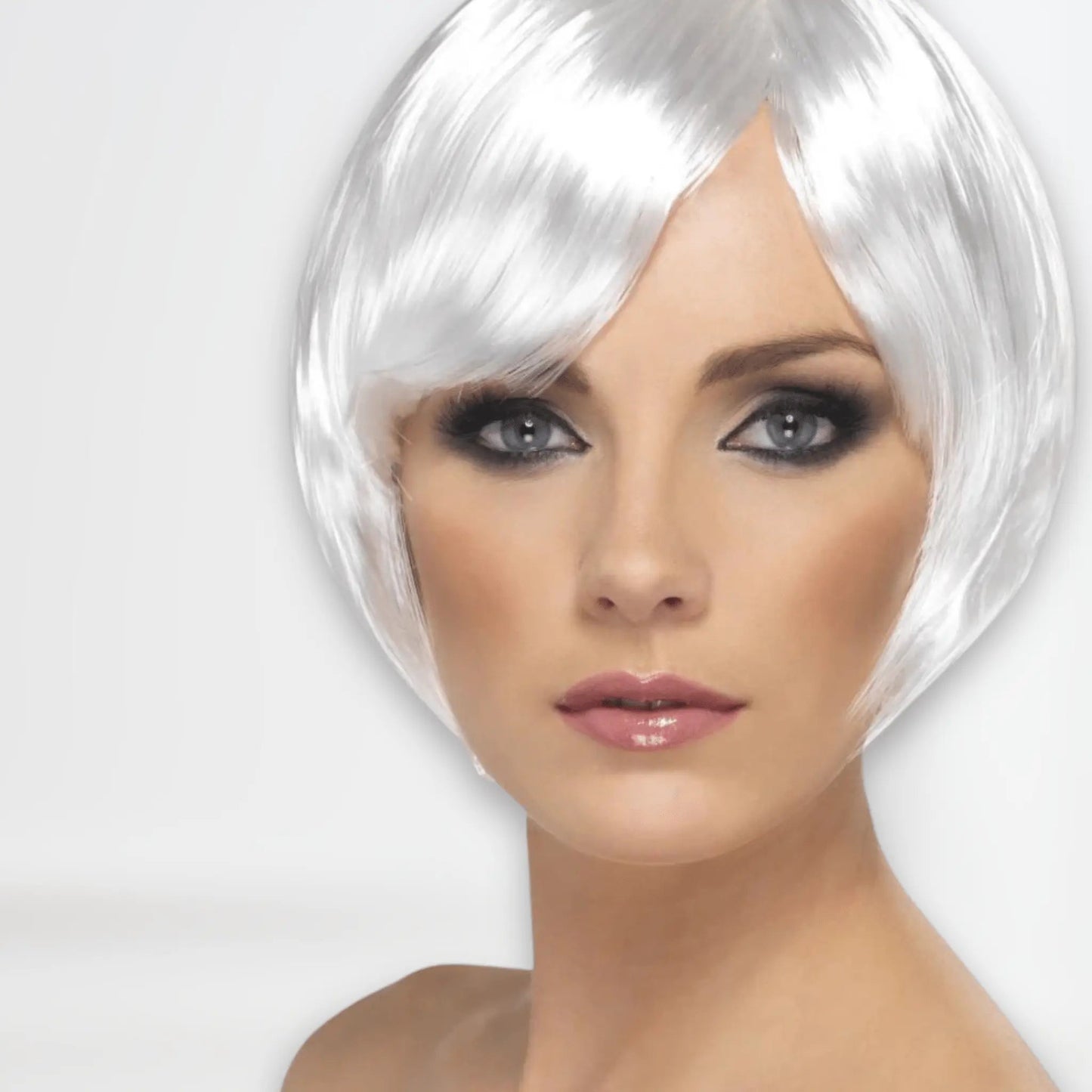 White Short Bob Babe Wig with Fringe | The Party Hut