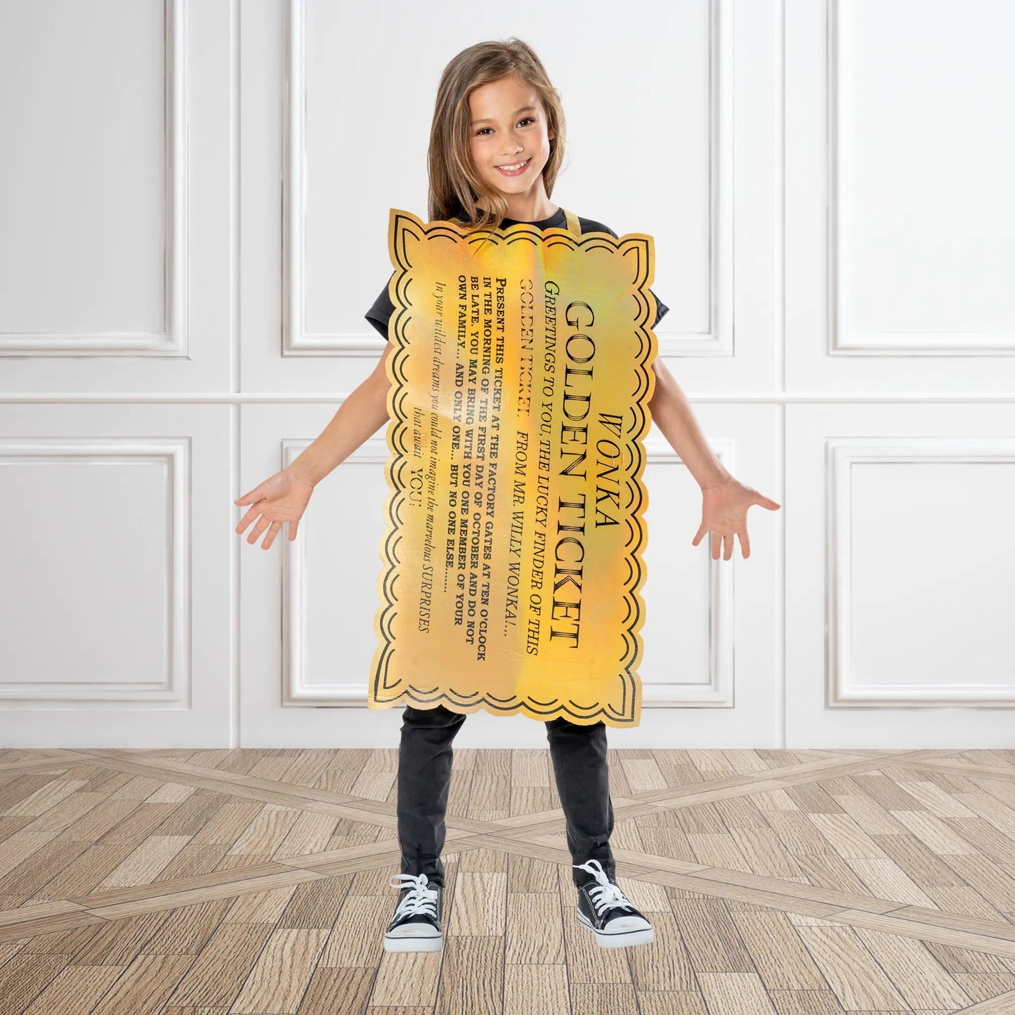 Willy Wonka Golden Ticket Costume – Children's Tabard | The Party Hut