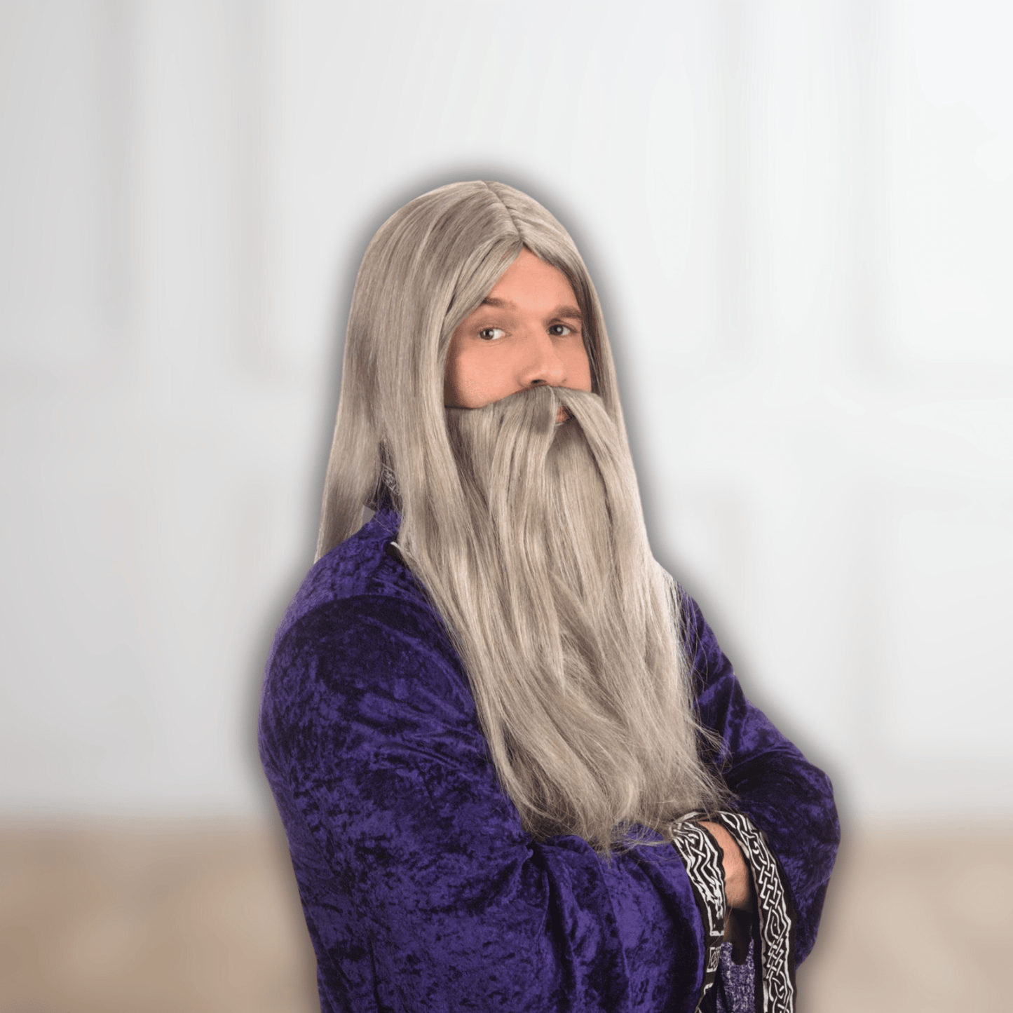 Wizard Wig and Beard Set (Grey, Long - Boxed) | The Party Hut