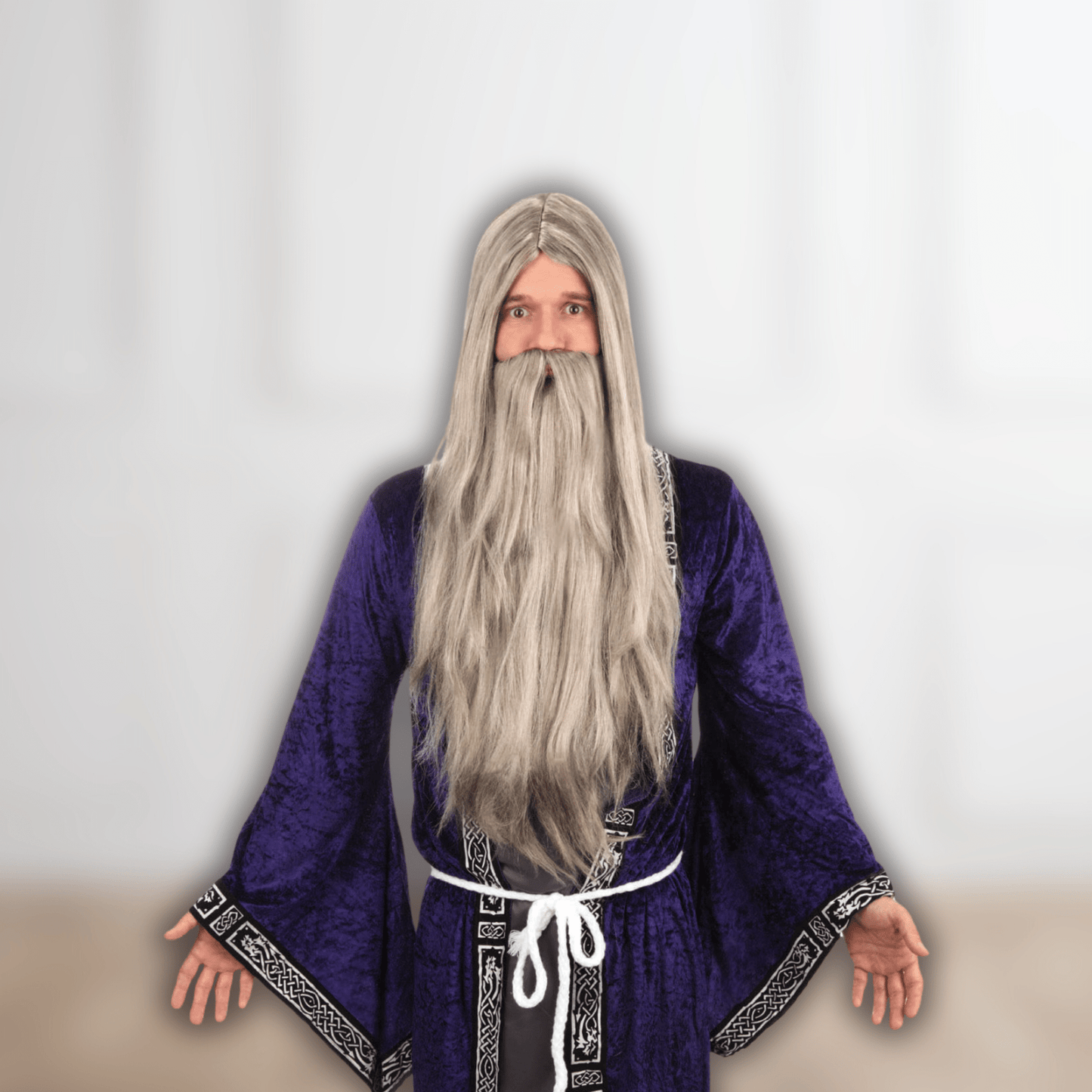 Wizard Wig and Beard Set (Grey, Long - Boxed) | The Party Hut