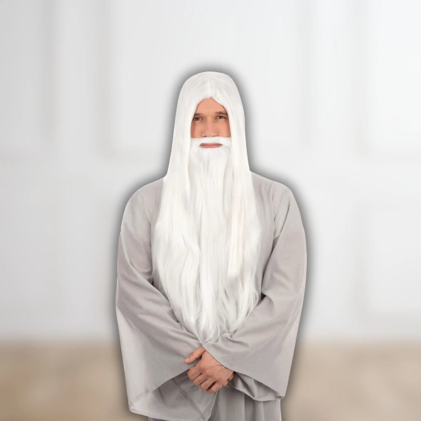 Wizard Wig and Beard Set (White, Long - Boxed) | The Party Hut